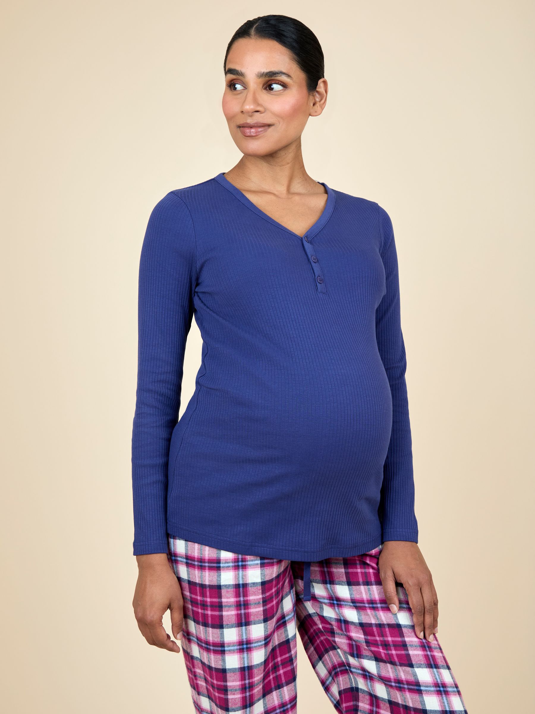Navy Maternity Check Pyjama Set - Image 4 of 5