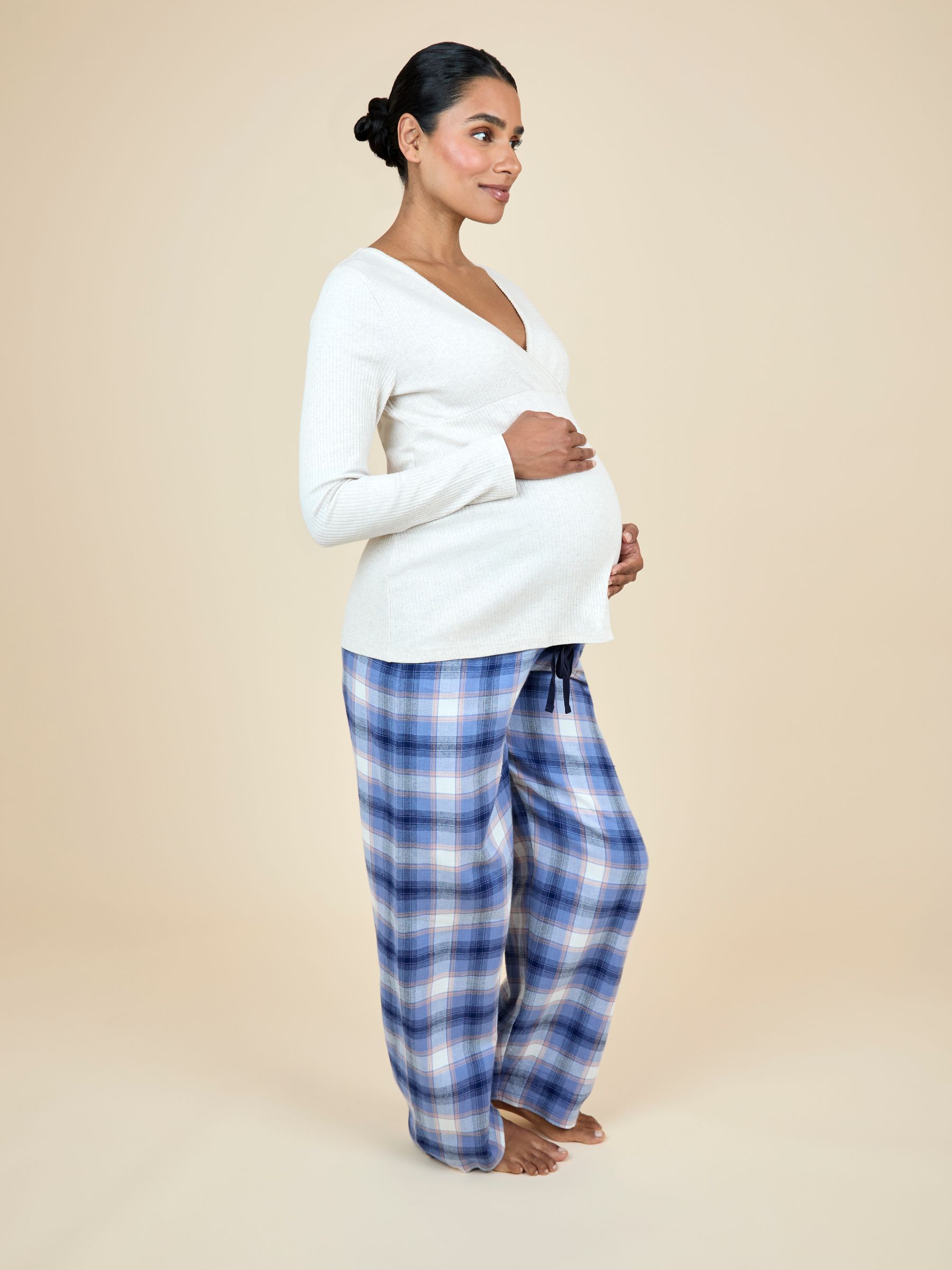 Oatmeal Maternity Check Pyjama Set - Image 2 of 6