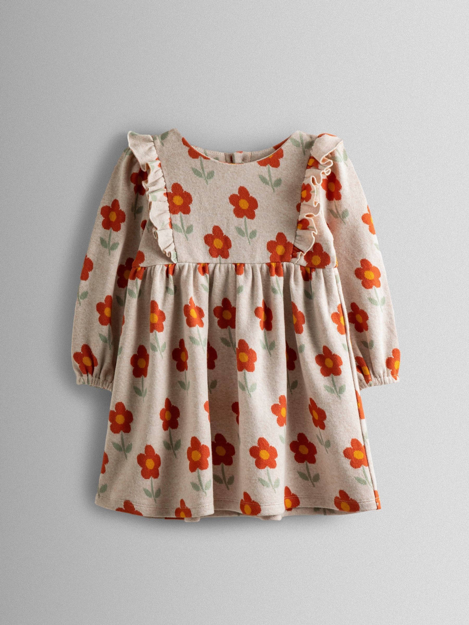 Natural Cream Autumn Floral Knitted Dress - Image 1 of 4