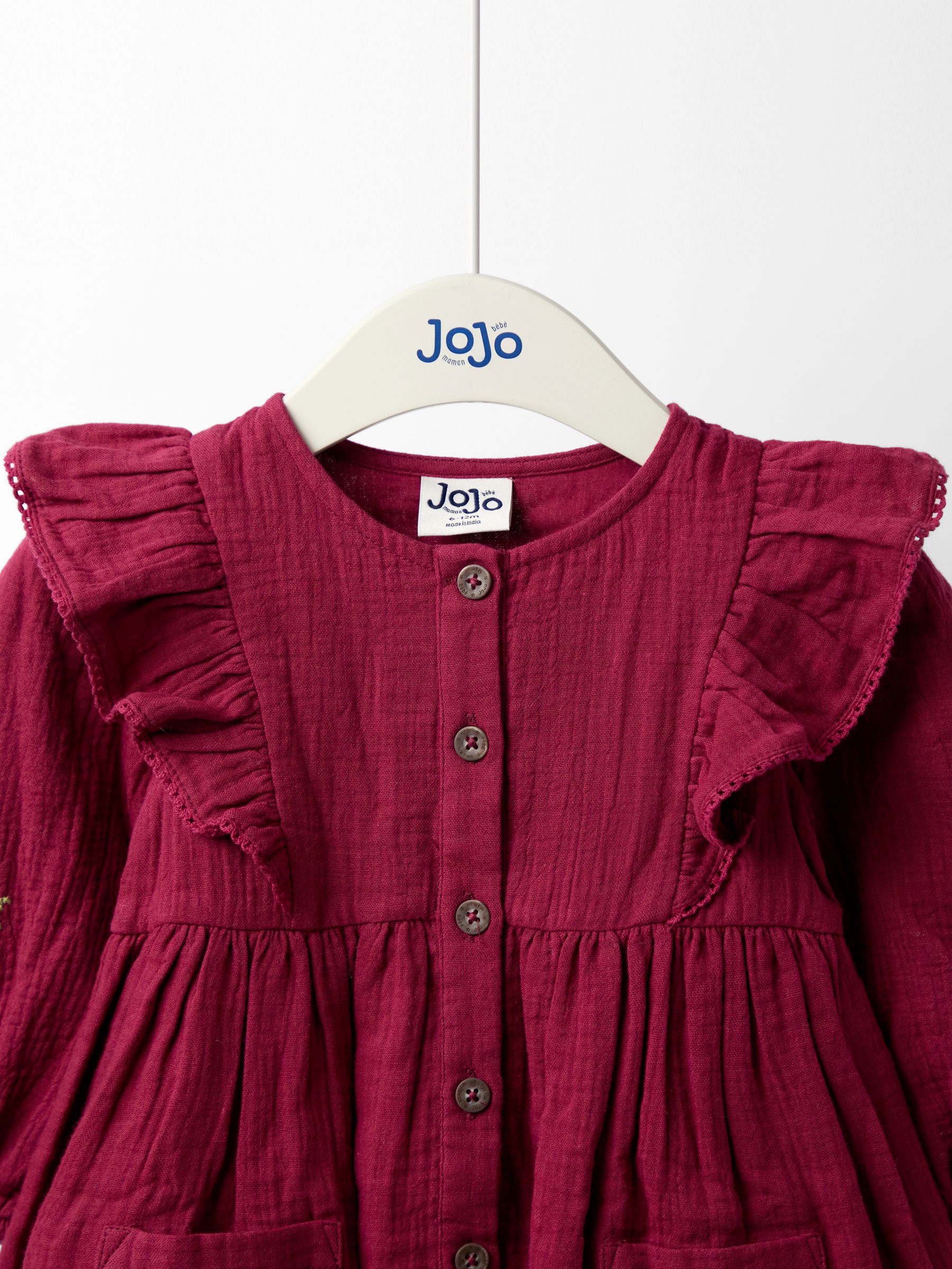 Purple Cross Stitched Frill Sleeve Button Through Dress - Image 3 of 5