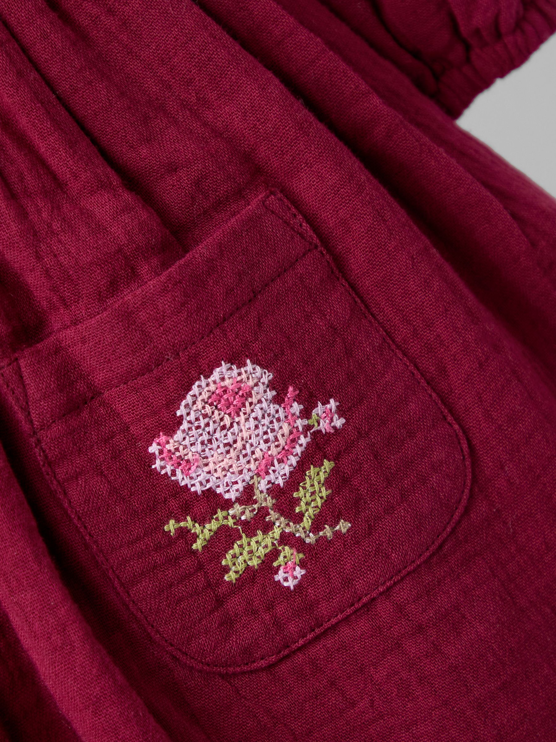 Purple Cross Stitched Frill Sleeve Button Through Dress - Image 4 of 5