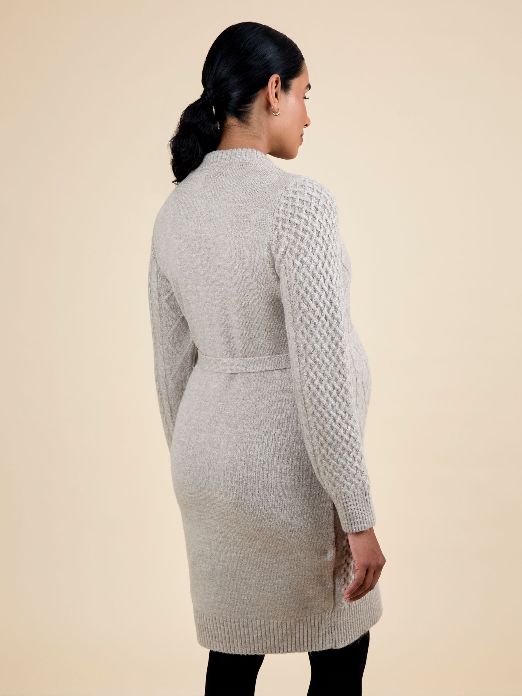 Oatmeal Cable Knit Maternity Mini Dress - Image 4 of 5