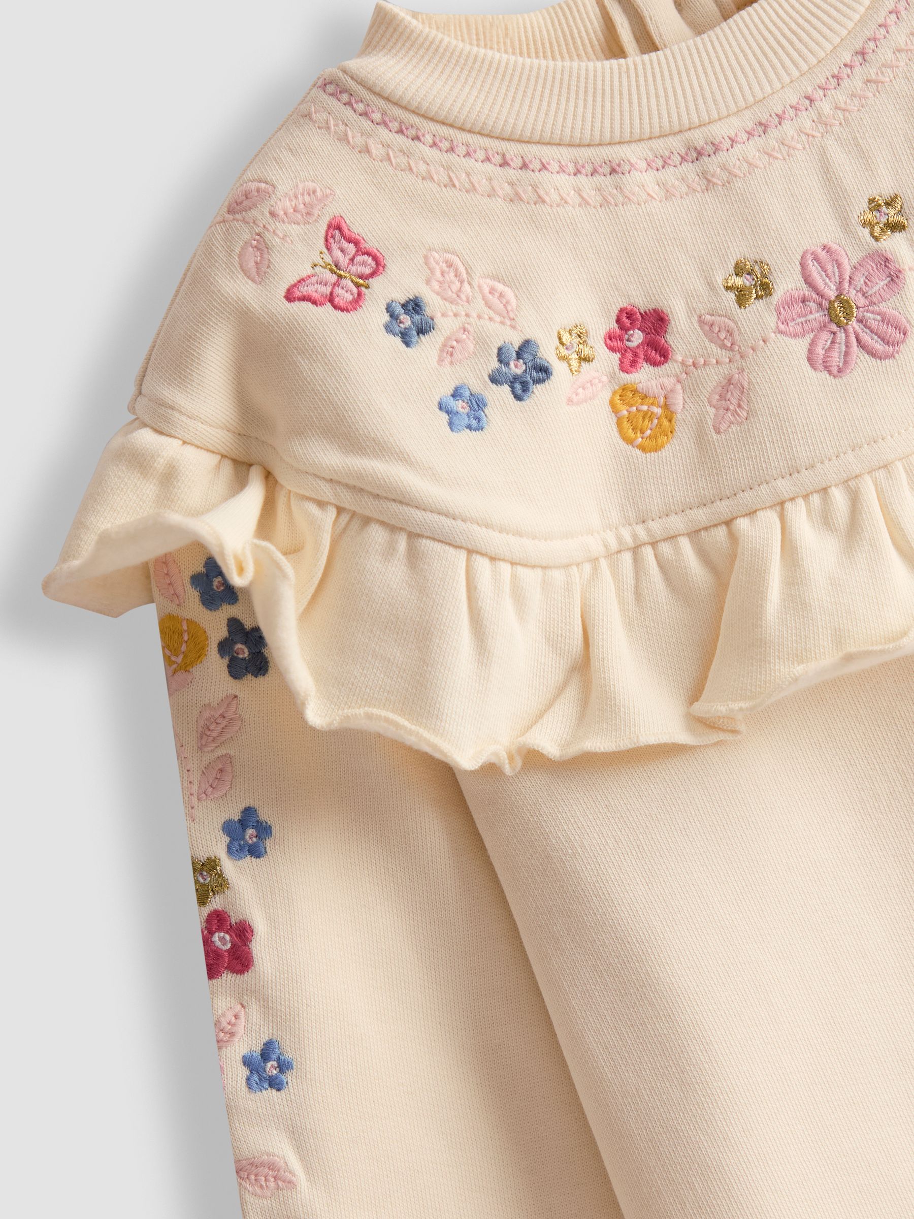 Cream Embroidered Frill Knitted Dress - Image 3 of 3