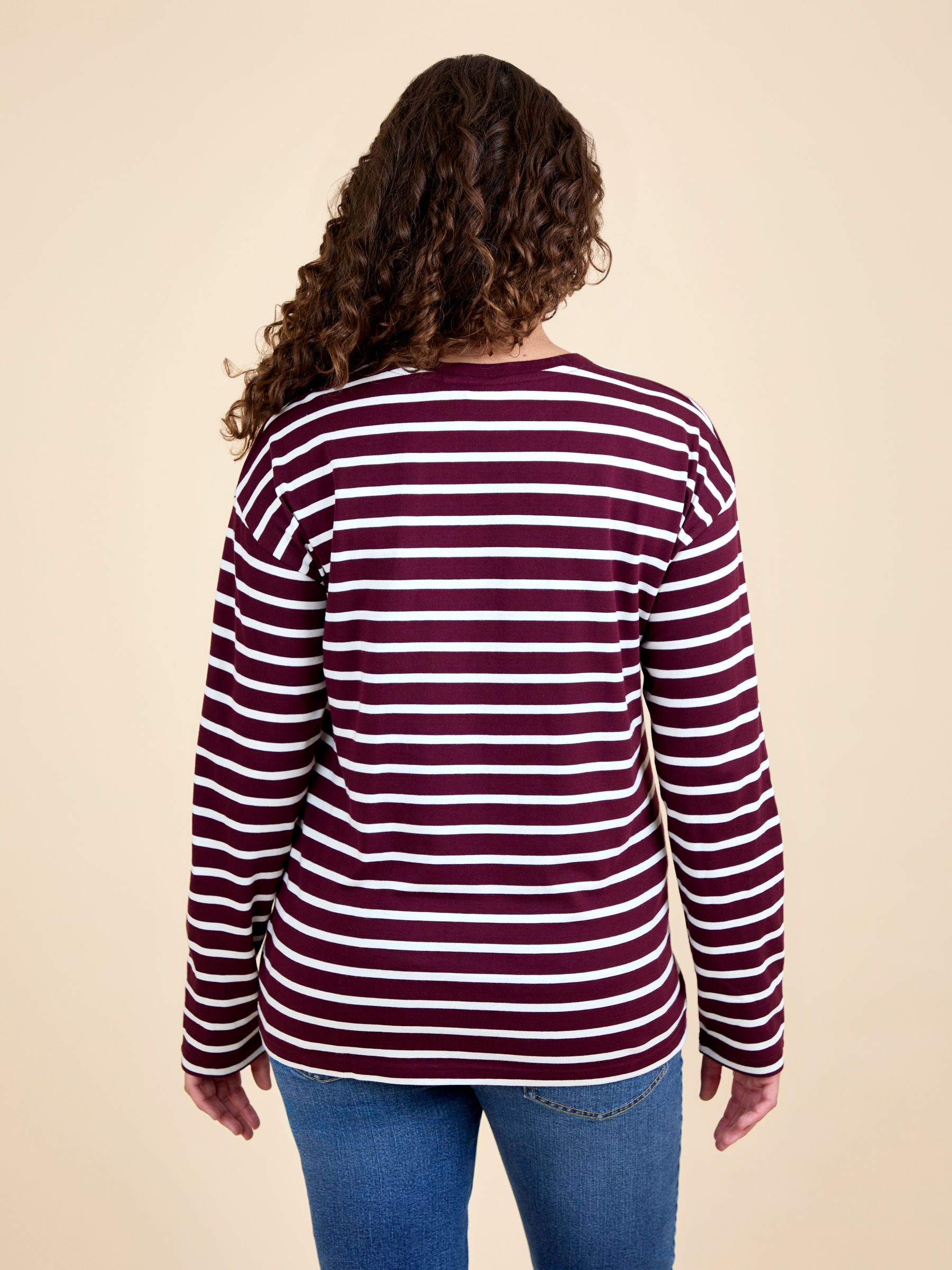 Red Stripe Long Sleeve Boyfriend Maternity T-Shirt - Image 3 of 4
