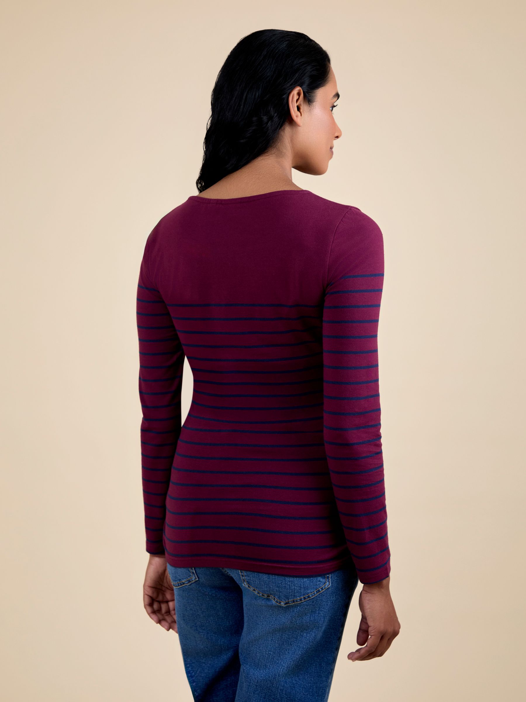 Purple Stripe Long Sleeve Maternity & Nursing Top - Image 3 of 5