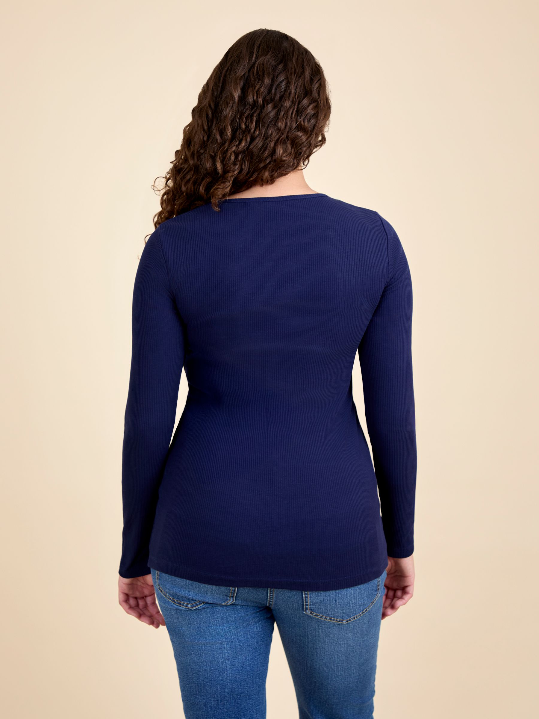 Wine and Navy 2-Pack Ribbed Maternity & Nursing Top - Image 5 of 10