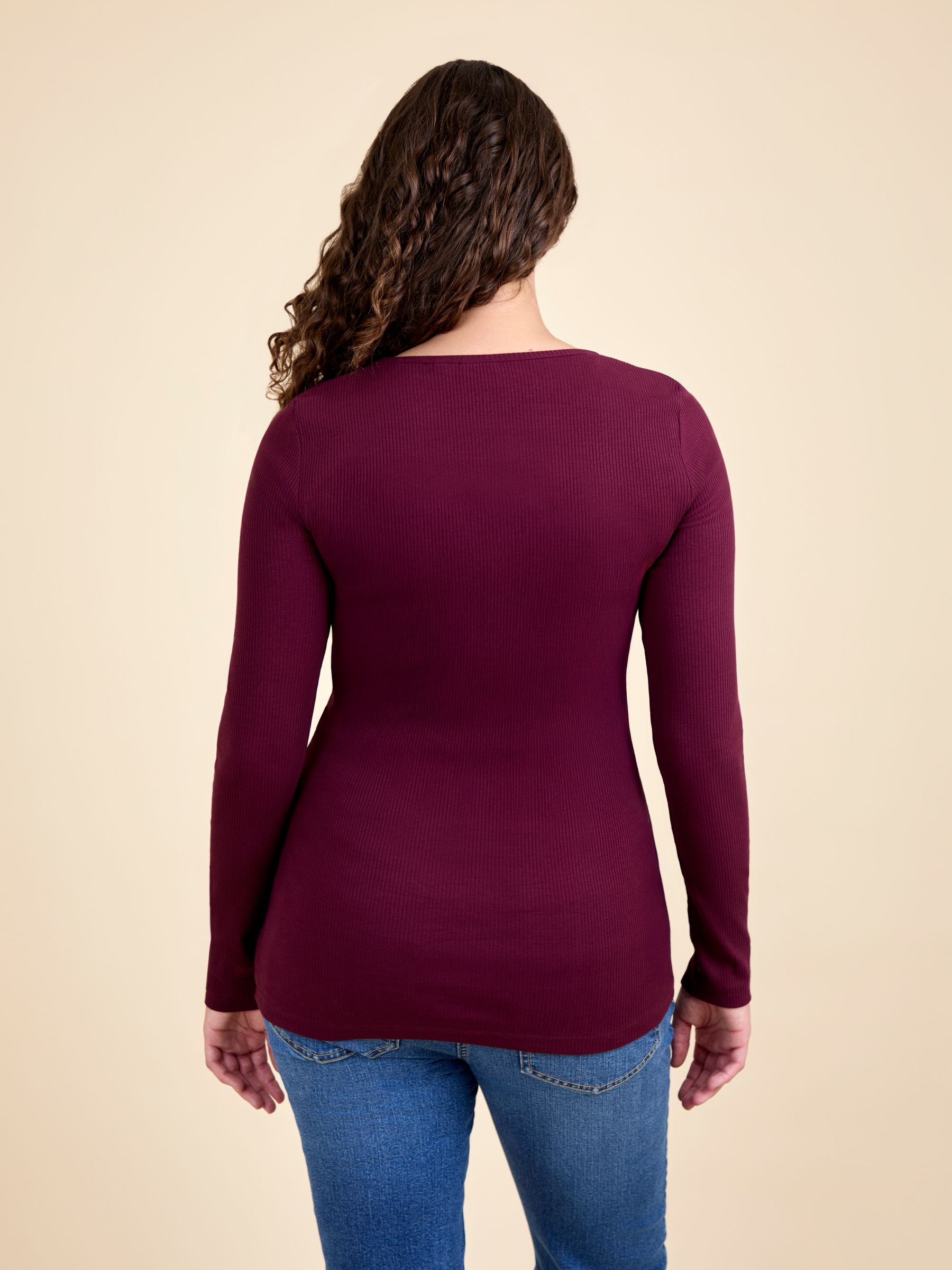 Wine and Navy 2-Pack Ribbed Maternity & Nursing Top - Image 6 of 10