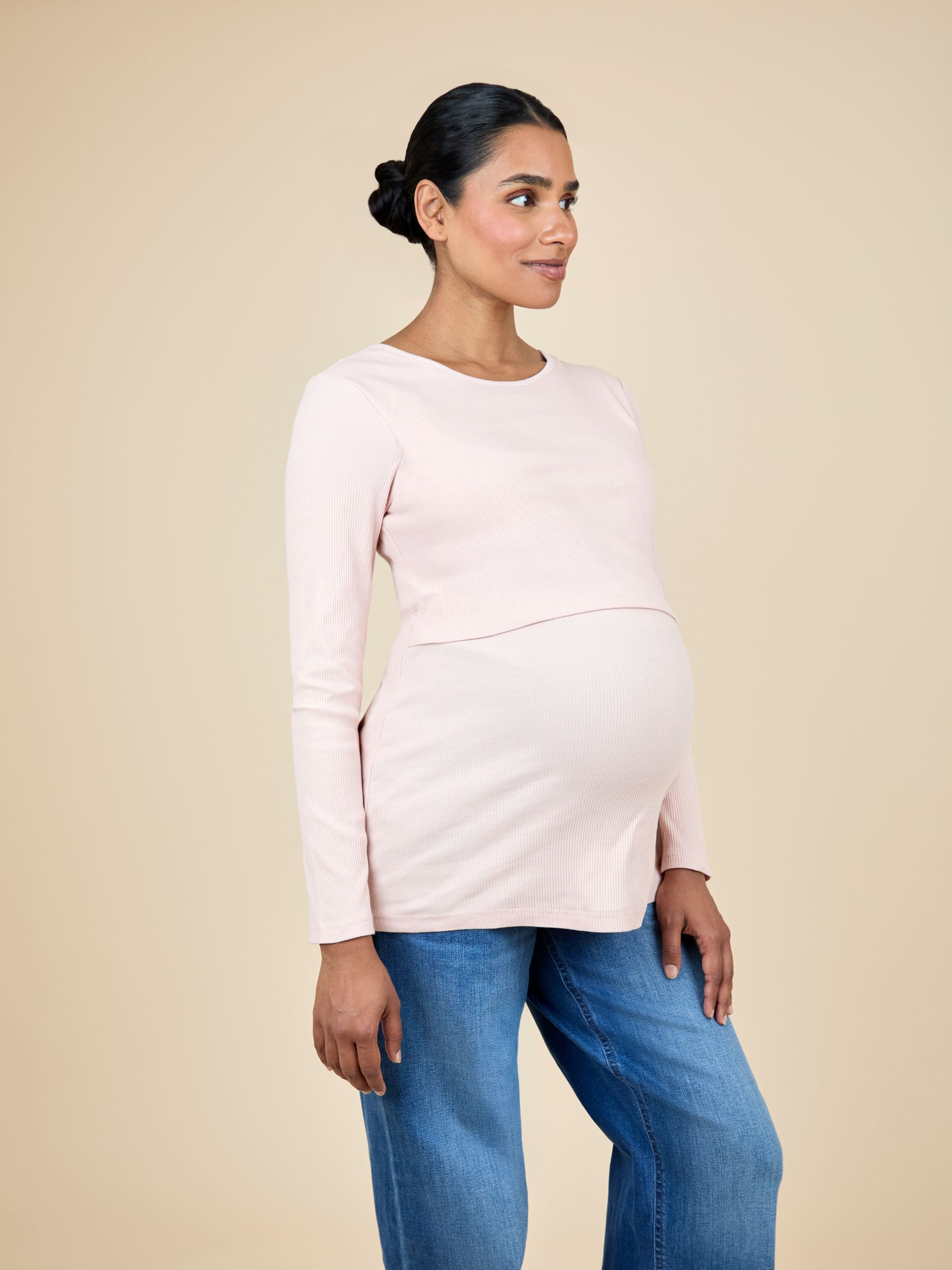 Pink 2-Pack Ribbed Maternity & Nursing Top - Image 3 of 15