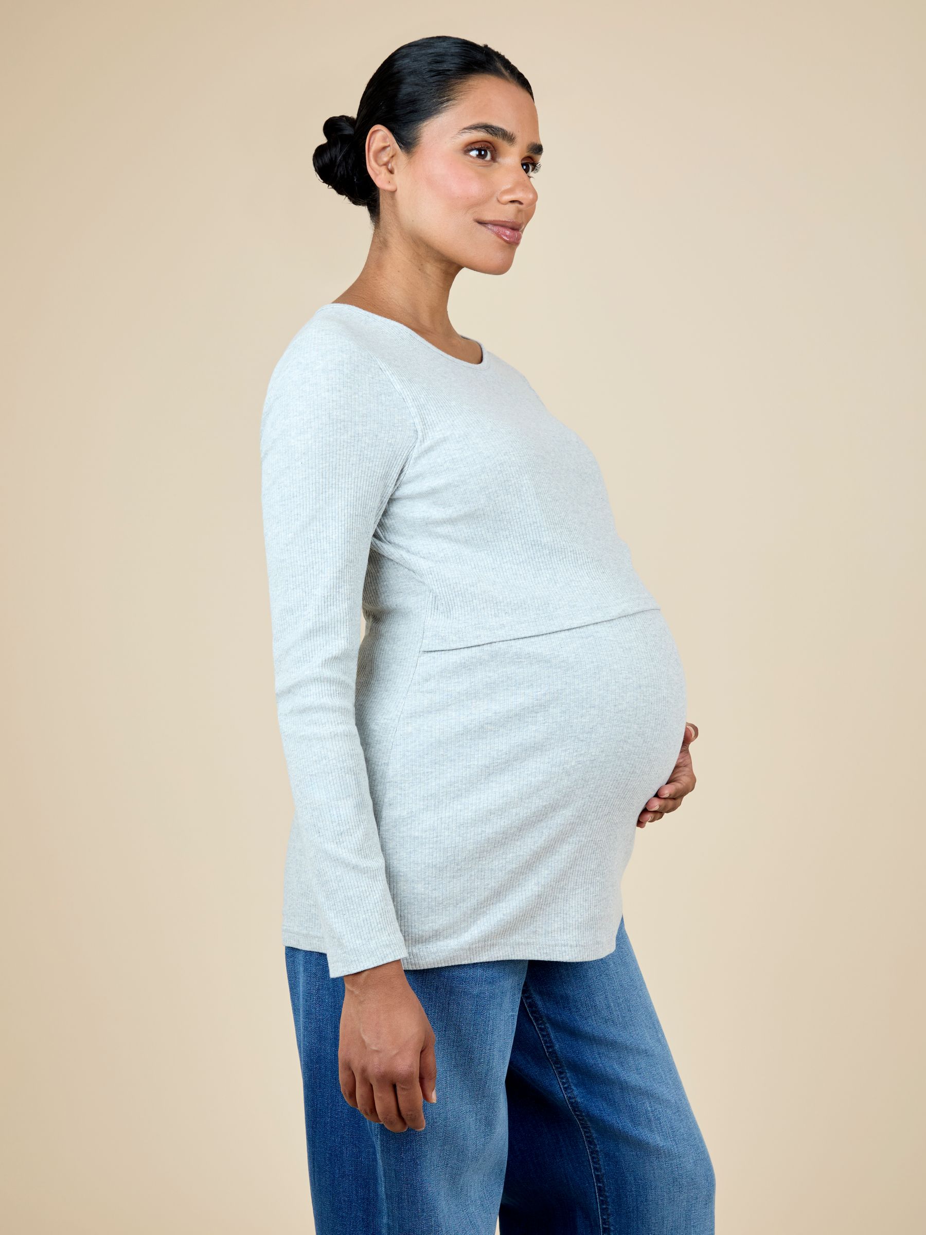 Pink 2-Pack Ribbed Maternity & Nursing Top - Image 4 of 15