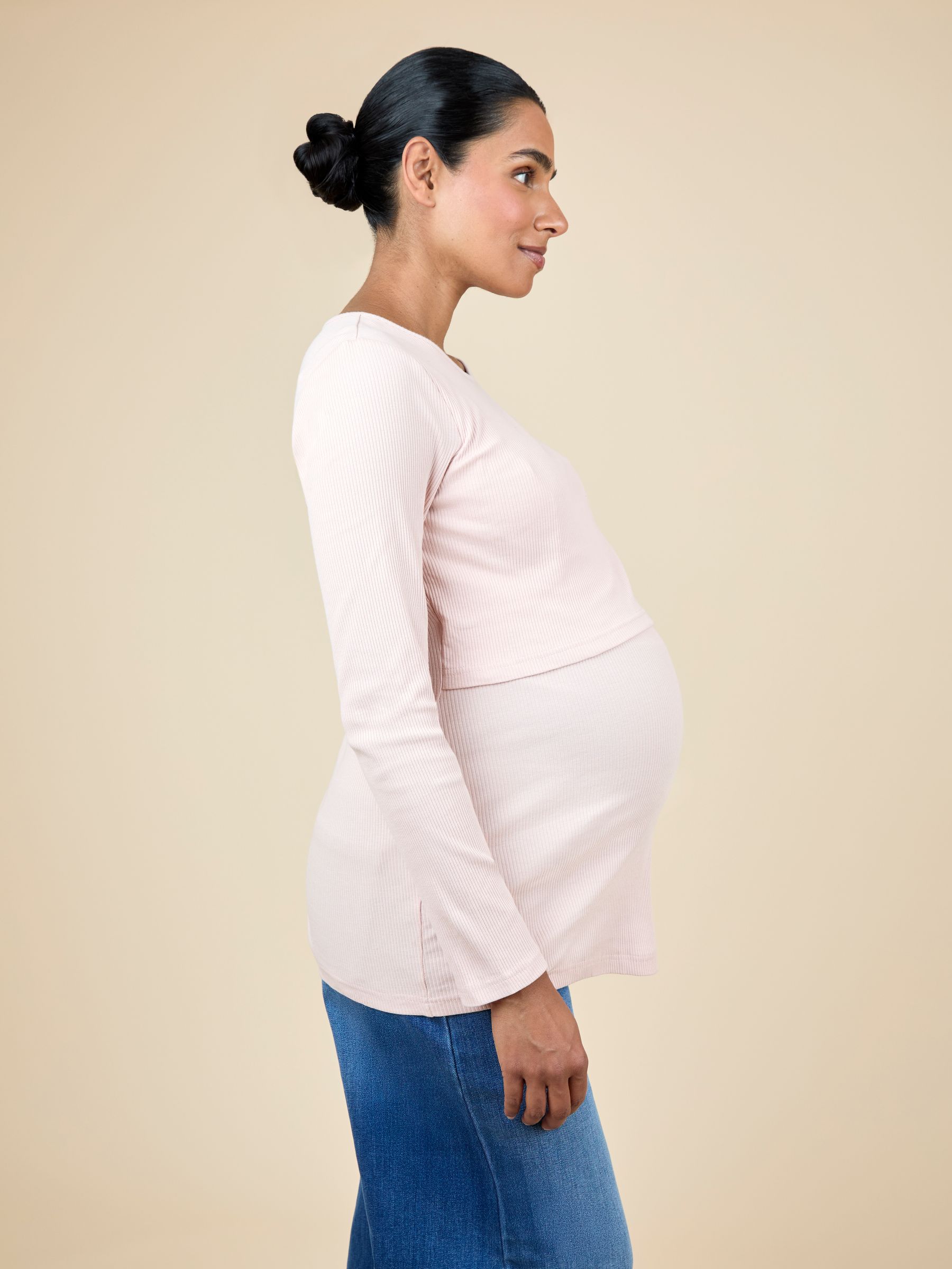 Pink 2-Pack Ribbed Maternity & Nursing Top - Image 5 of 15
