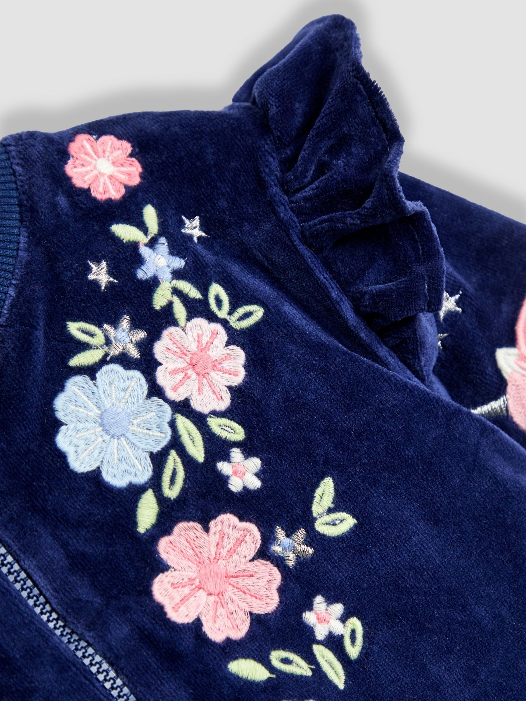 Blue Embroidered Frill Velour Jacket - Image 3 of 4