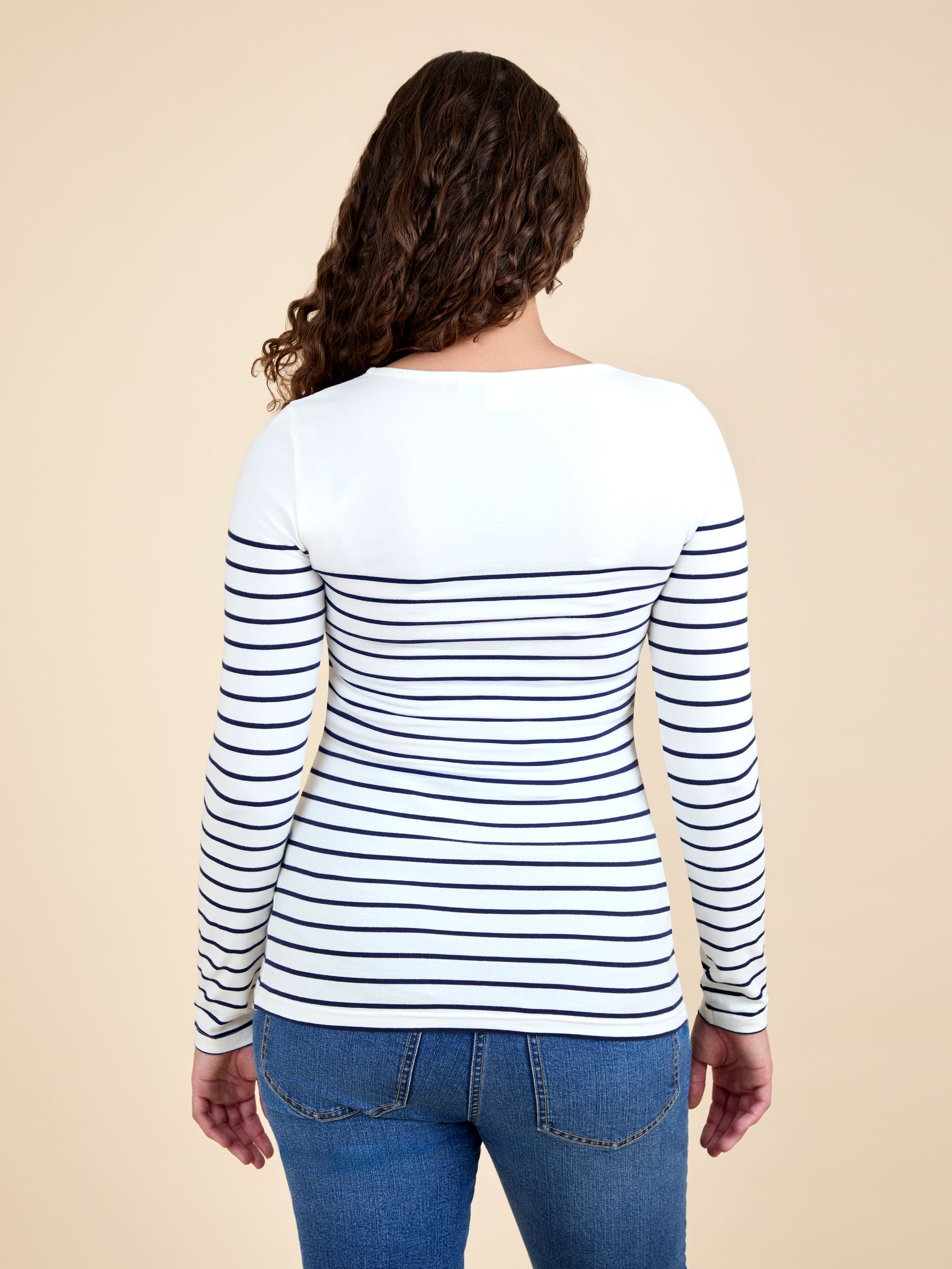 Light Blue Stripe Long Sleeve Maternity & Nursing Top - Image 3 of 5