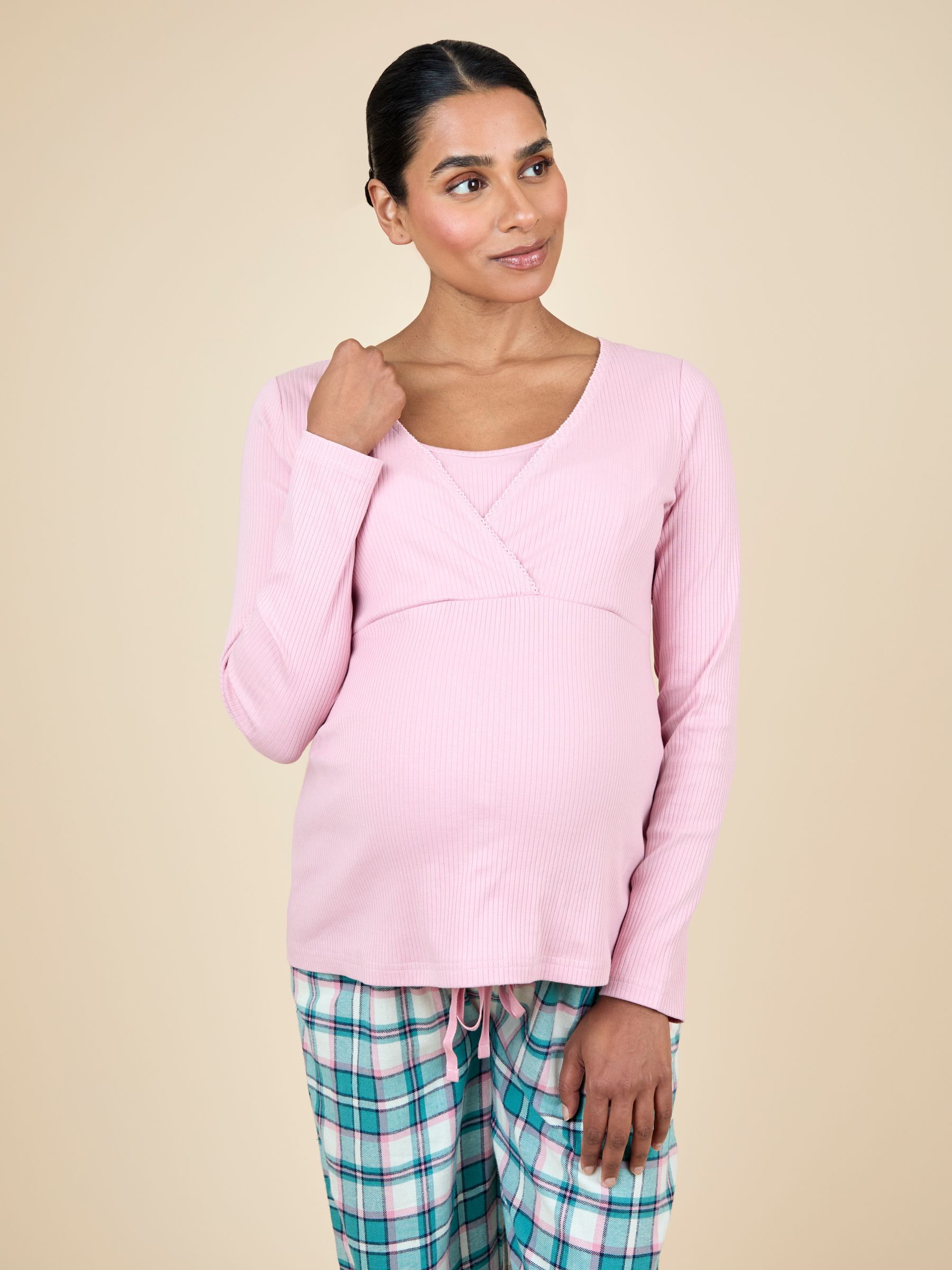 Pink Maternity Check Pyjama Set - Image 4 of 6