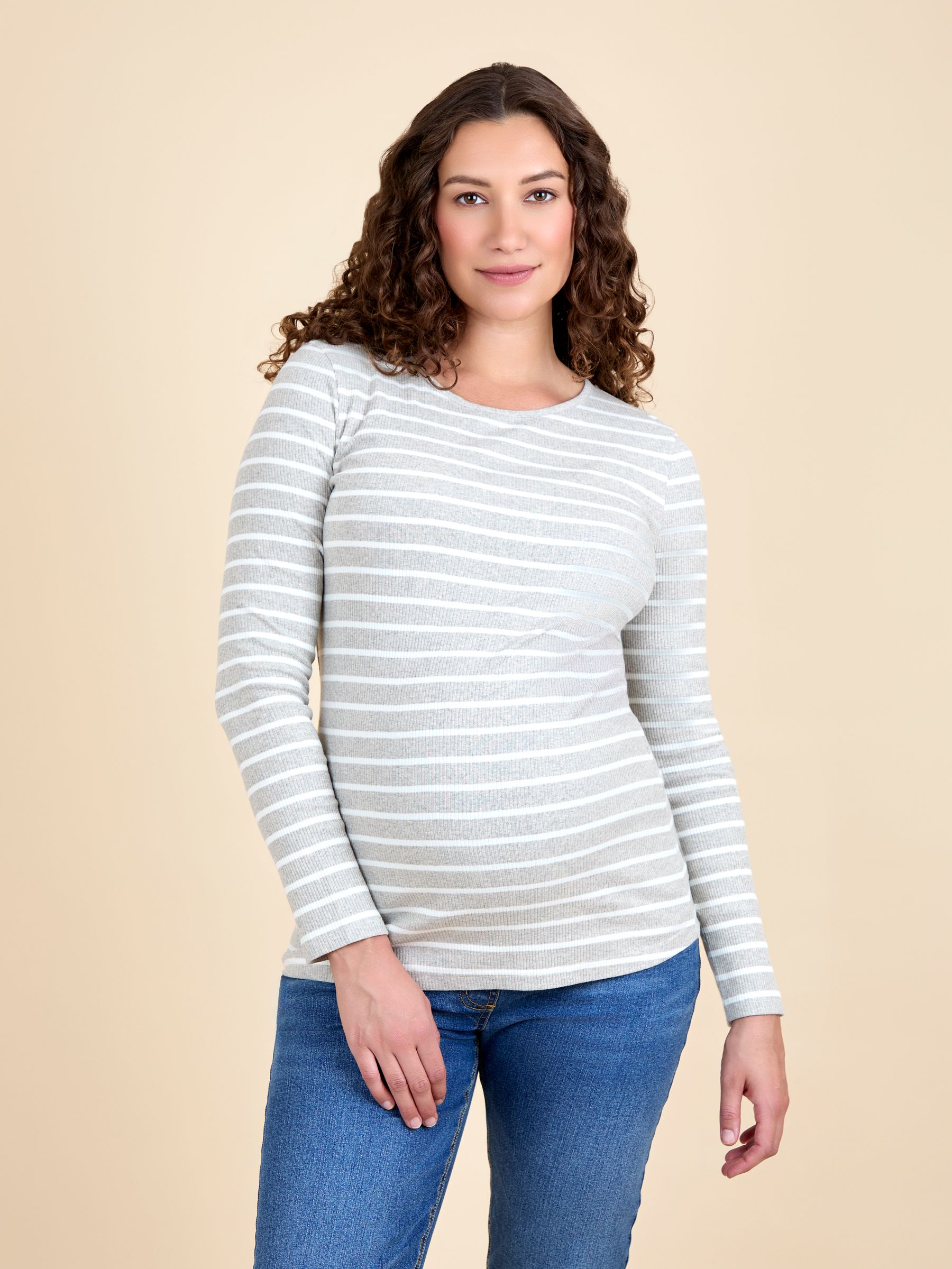 Grey 2 Pack Ribbed Maternity Tops - Image 2 of 8