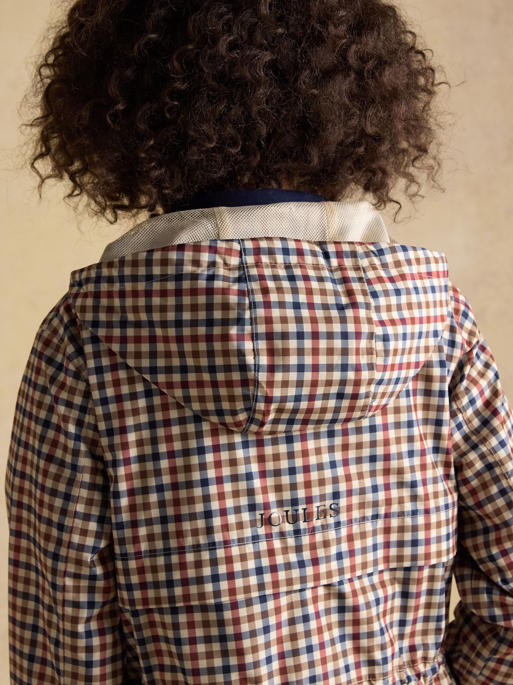 Holkham Gingham Waterproof Packable Raincoat With Hood | Joules