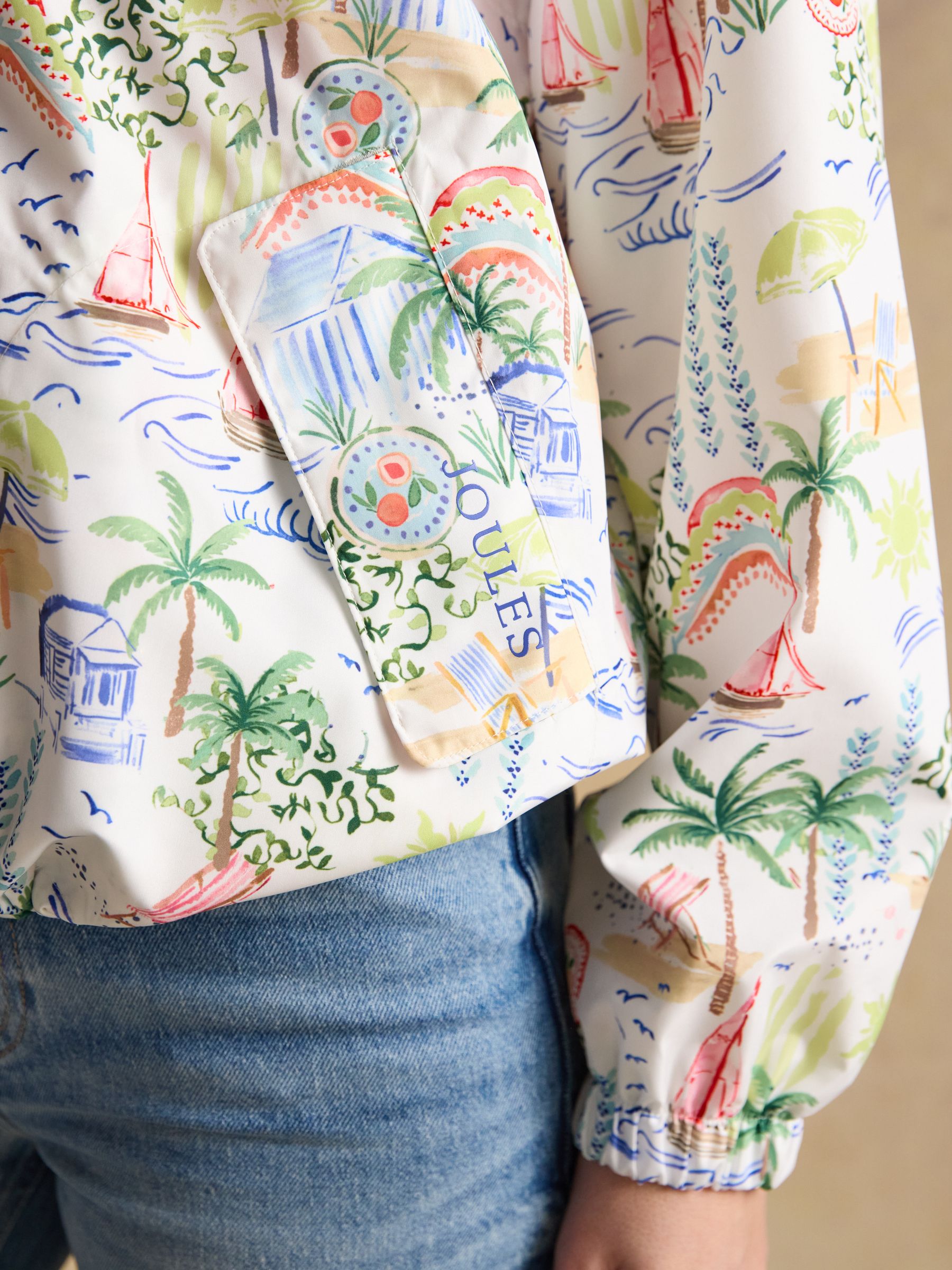 Rainly Coastal scene print Waterproof Packable Raincoat with Hood - Image 3 of 9