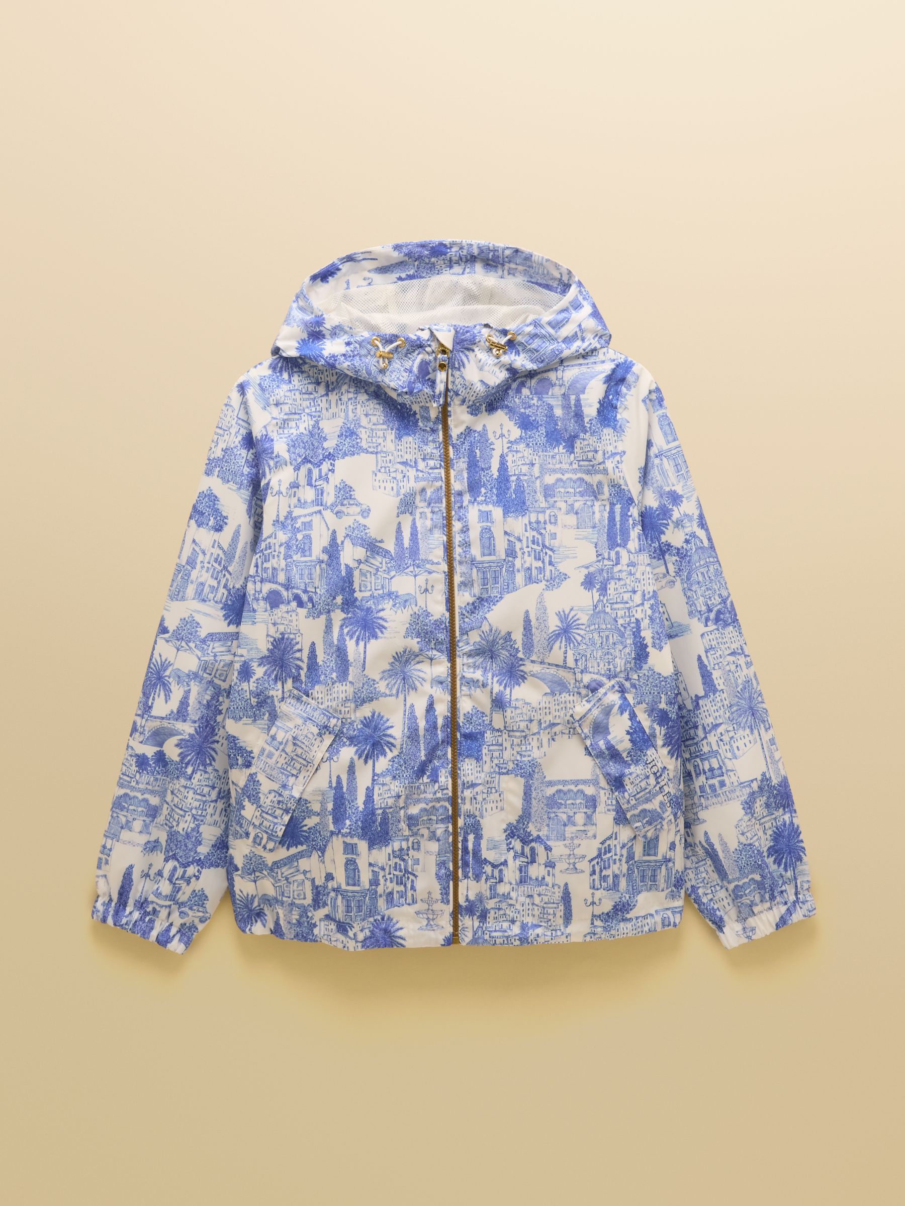 Rainly Cream & Blue Waterproof Packable Raincoat with Hood - Image 13 of 13