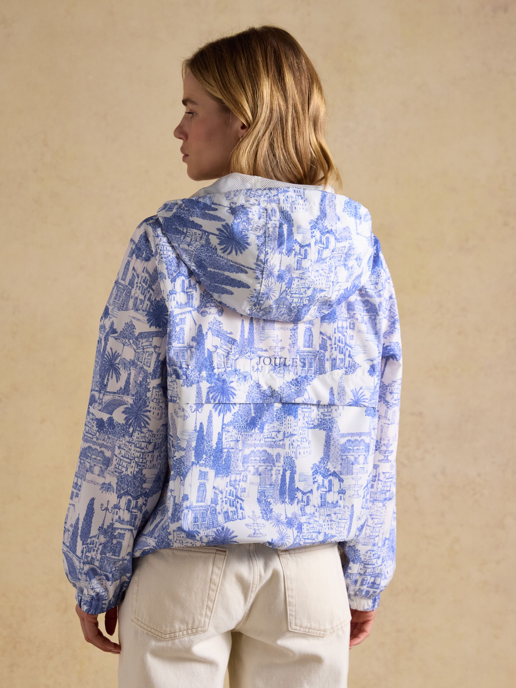 Rainly Cream & Blue Waterproof Packable Raincoat with Hood - Image 2 of 13