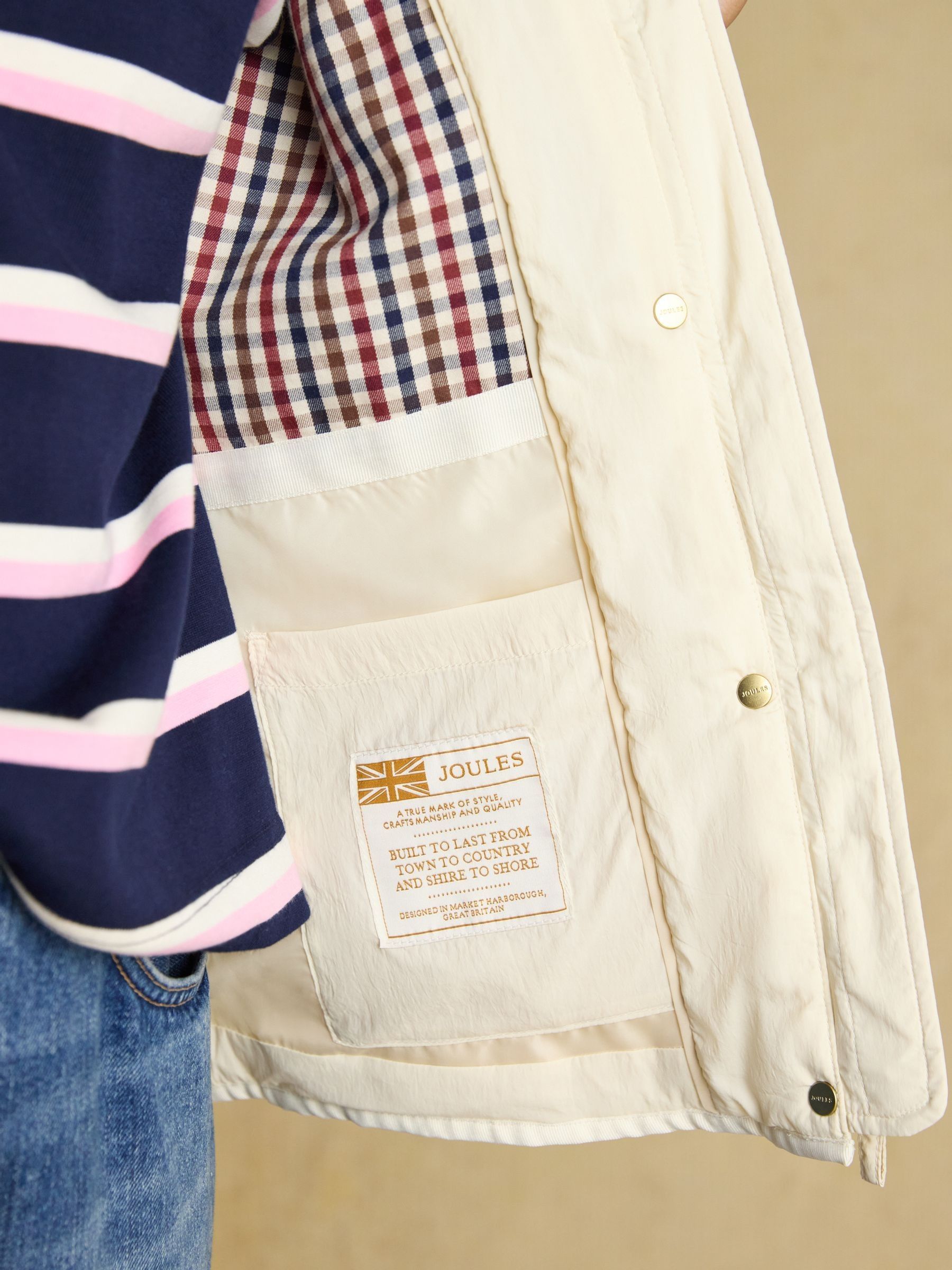 Highclere Neutral Showerproof Diamond Quilted Jacket with Adjustable Waist - Image 10 of 13