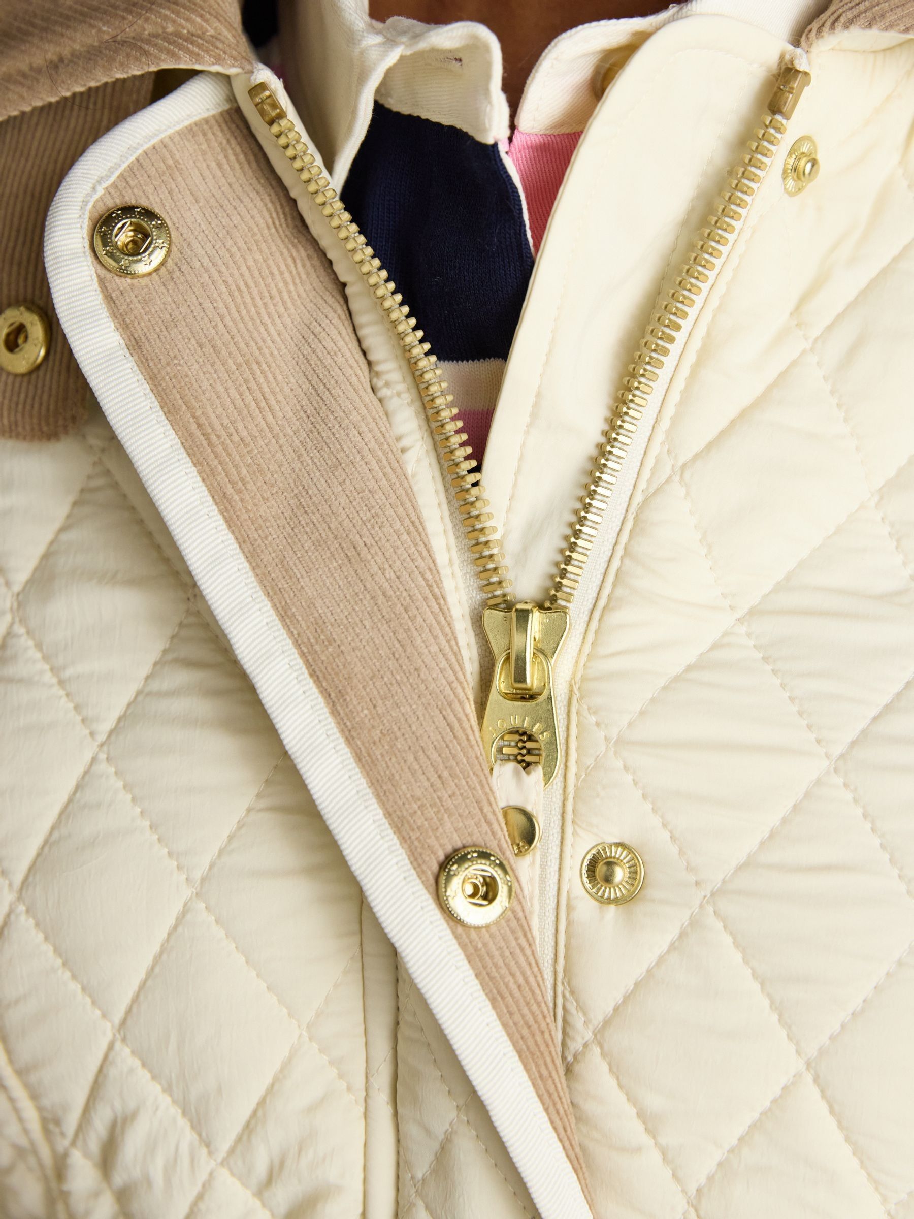 Highclere Neutral Showerproof Diamond Quilted Jacket with Adjustable Waist - Image 6 of 13