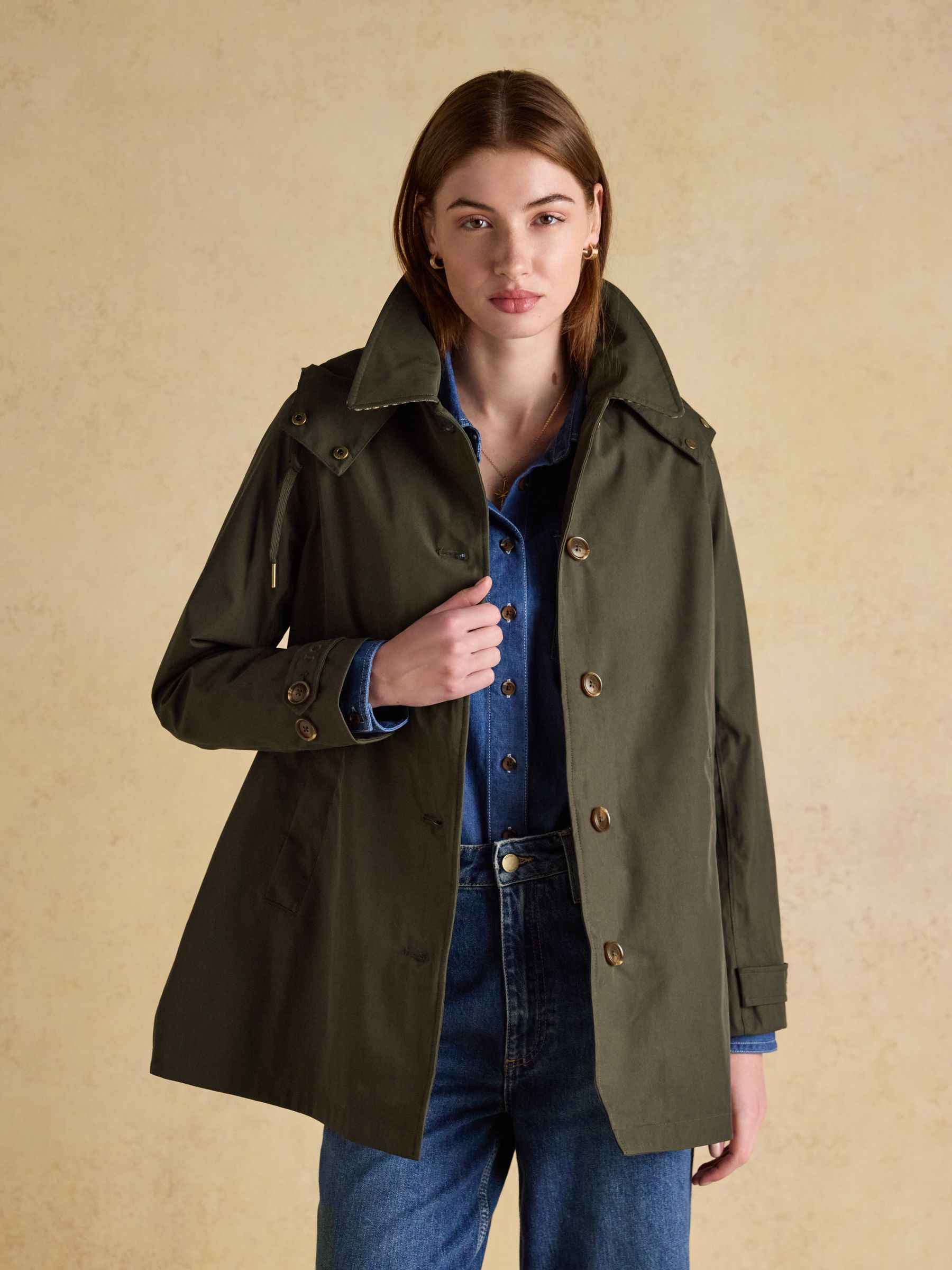 Rainmore Khaki Green Waterproof button through Raincoat - Image 7 of 13