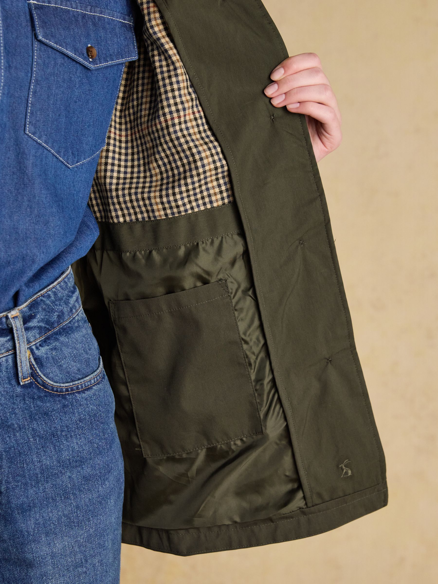 Rainmore Khaki Green Waterproof button through Raincoat - Image 8 of 13