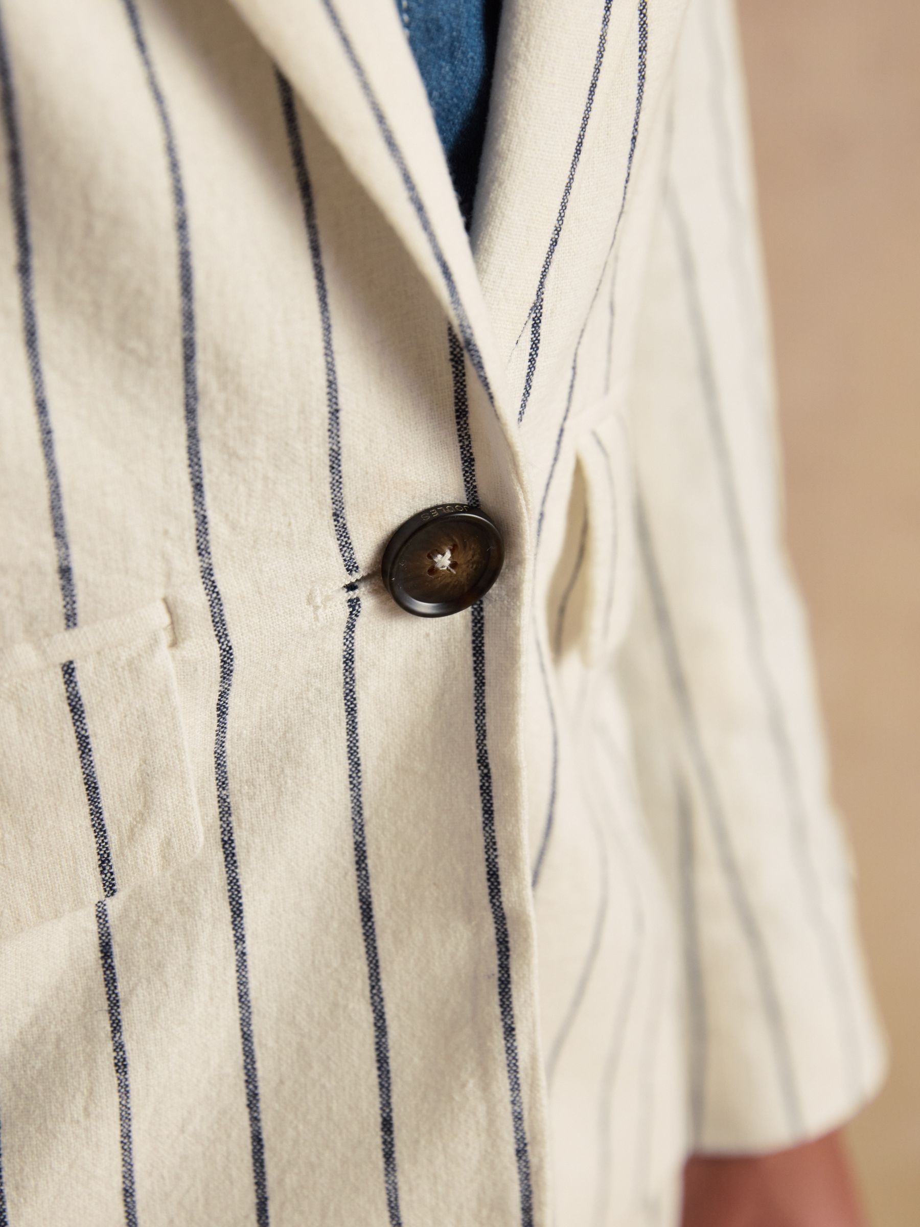 Creme Stripe Linen Blend Blazer - Image 5 of 11
