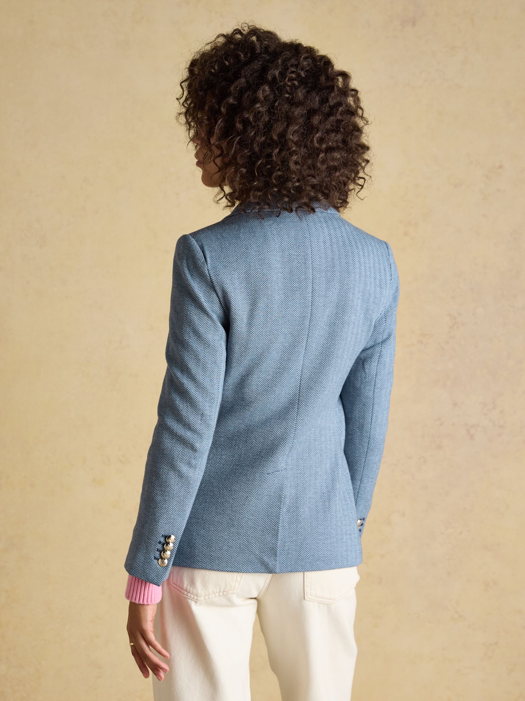Albury Blue Herringbone Jersey Tweed Blazer - Image 2 of 12