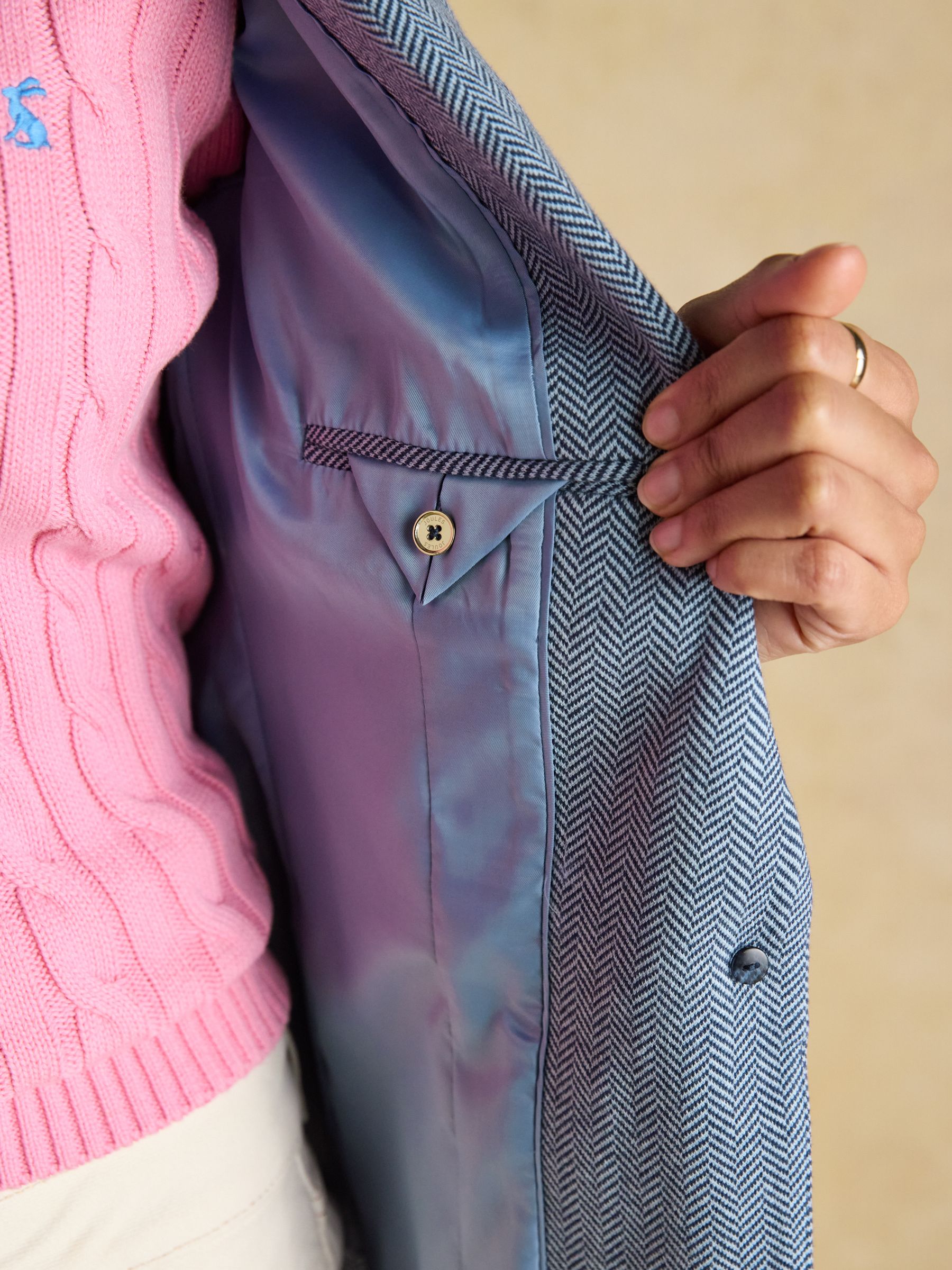 Albury Blue Herringbone Jersey Tweed Blazer - Image 9 of 12