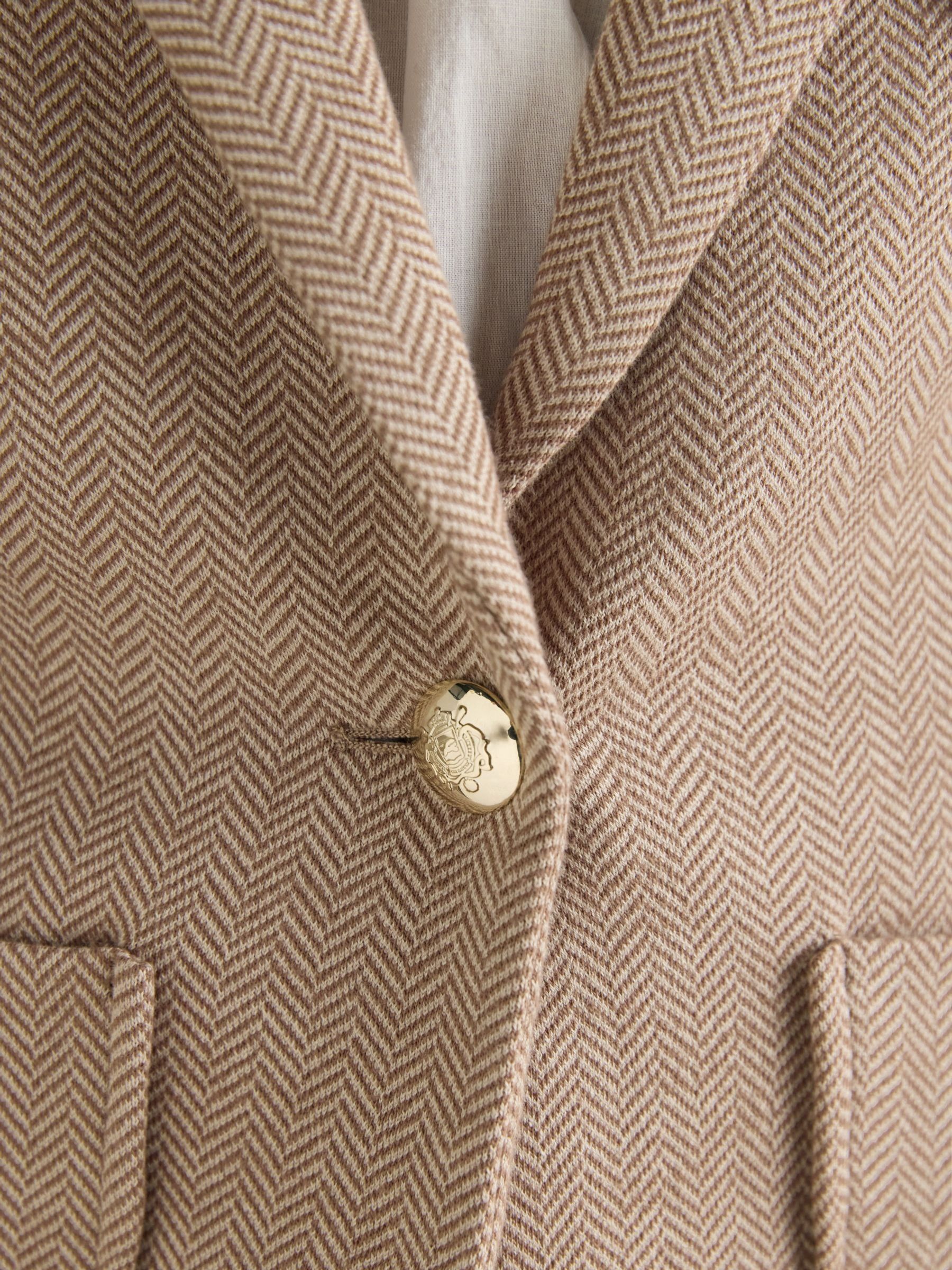 Albury Tan Brown Herringbone Jersey Tweed Blazer - Image 4 of 11