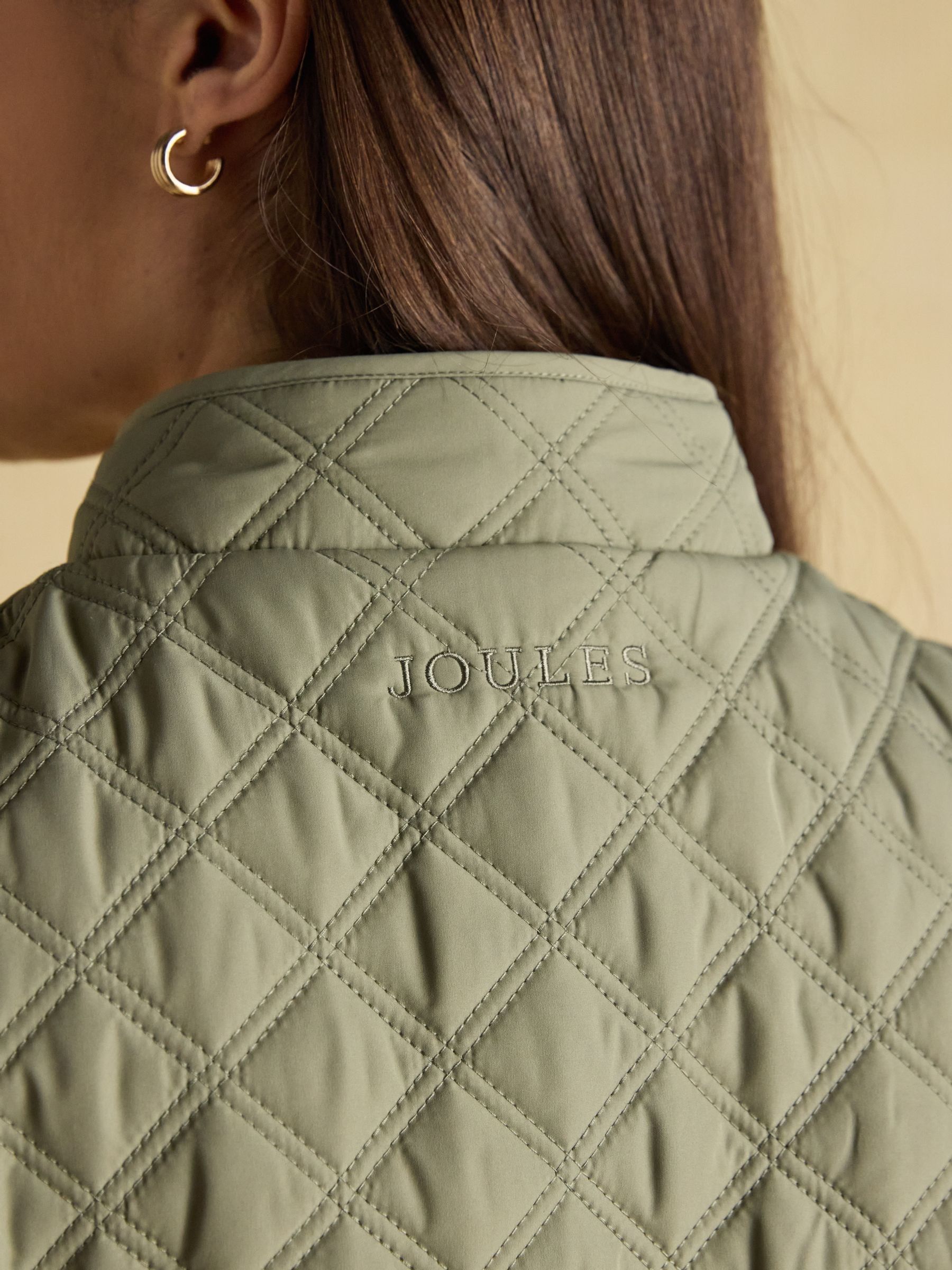 Minx Sage Green Showerproof Diamond Quilted Gilet - Image 10 of 13