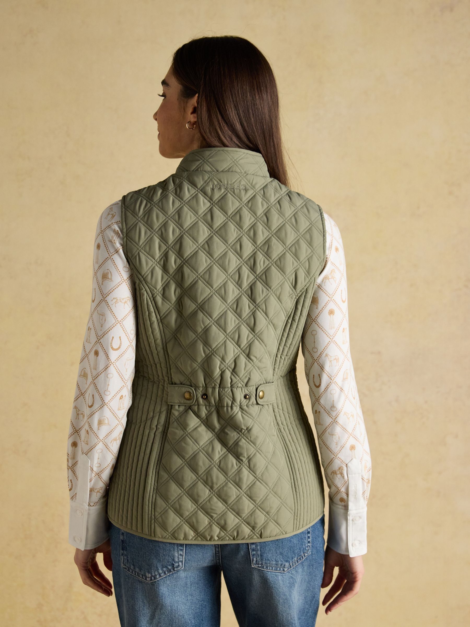 Minx Sage Green Showerproof Diamond Quilted Gilet - Image 4 of 13