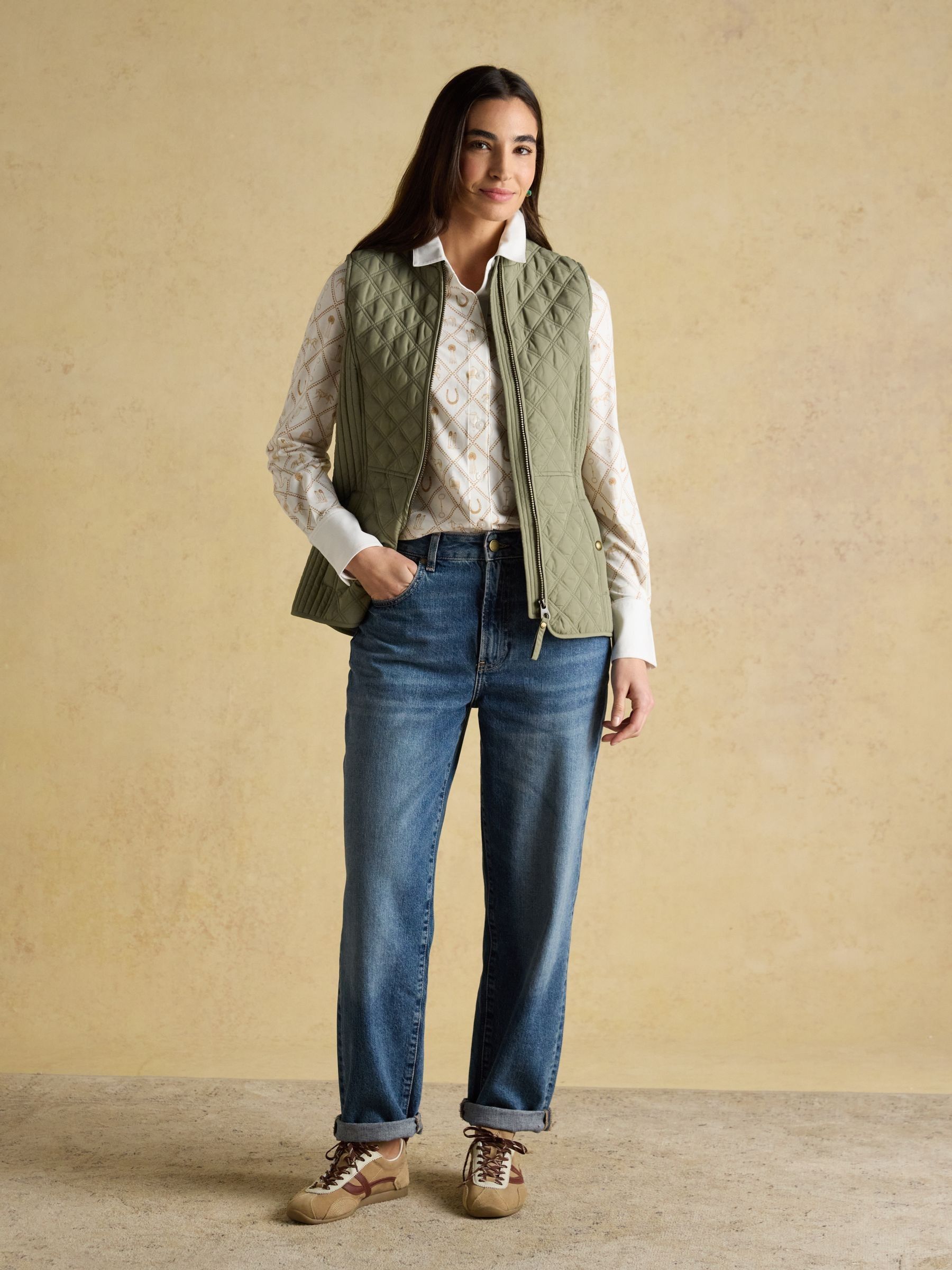 Minx Sage Green Showerproof Diamond Quilted Gilet - Image 5 of 13