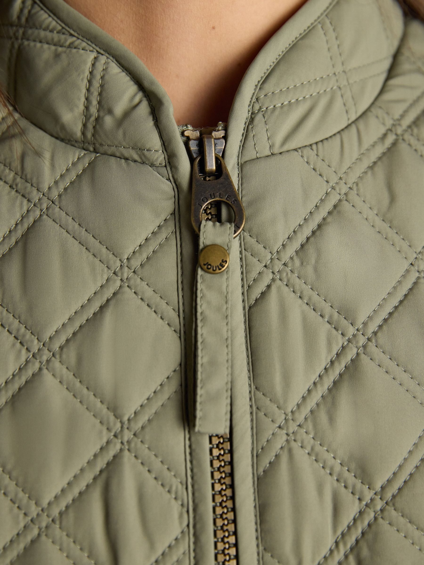 Minx Sage Green Showerproof Diamond Quilted Gilet - Image 6 of 13