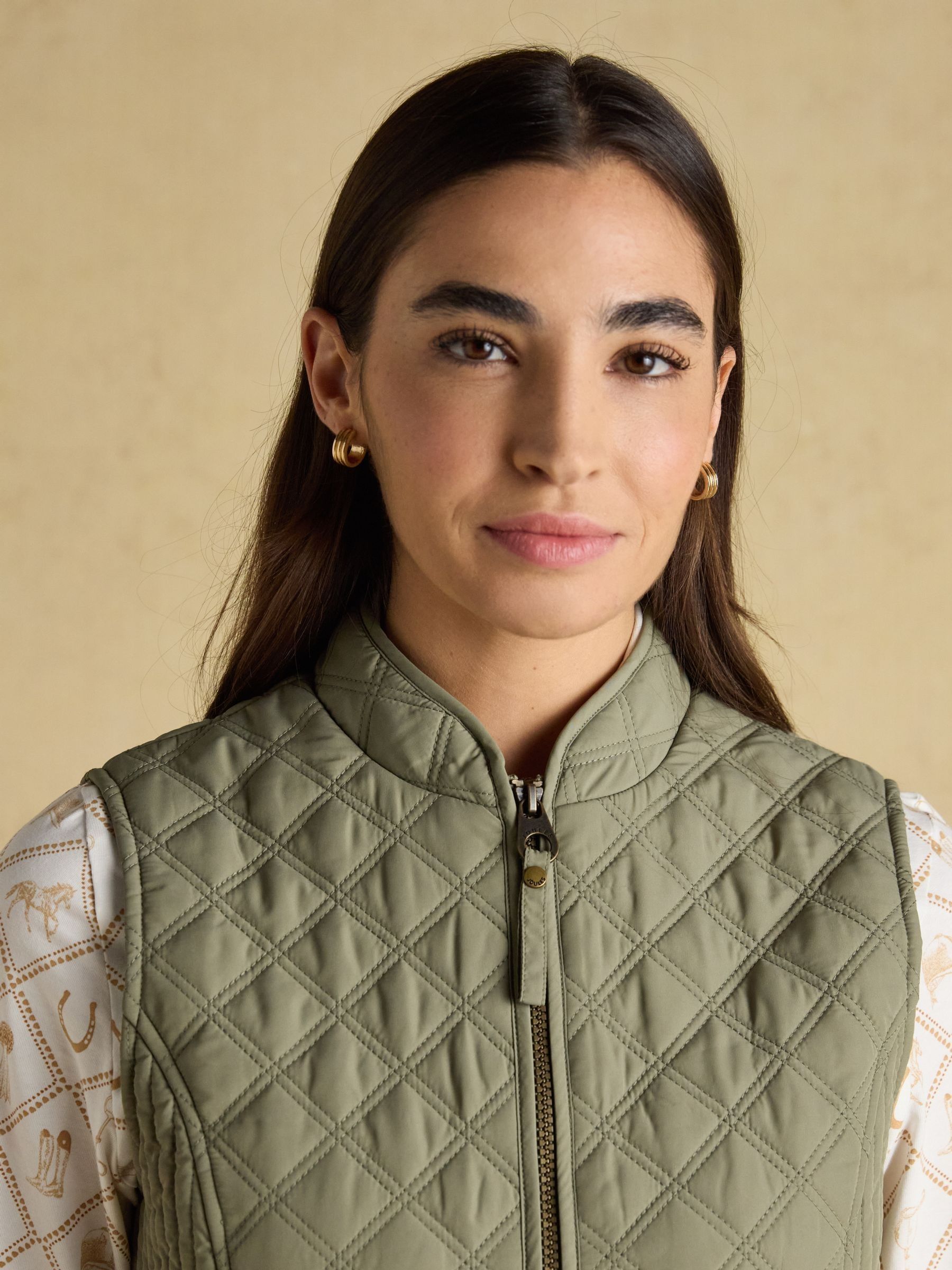 Minx Sage Green Showerproof Diamond Quilted Gilet - Image 7 of 13