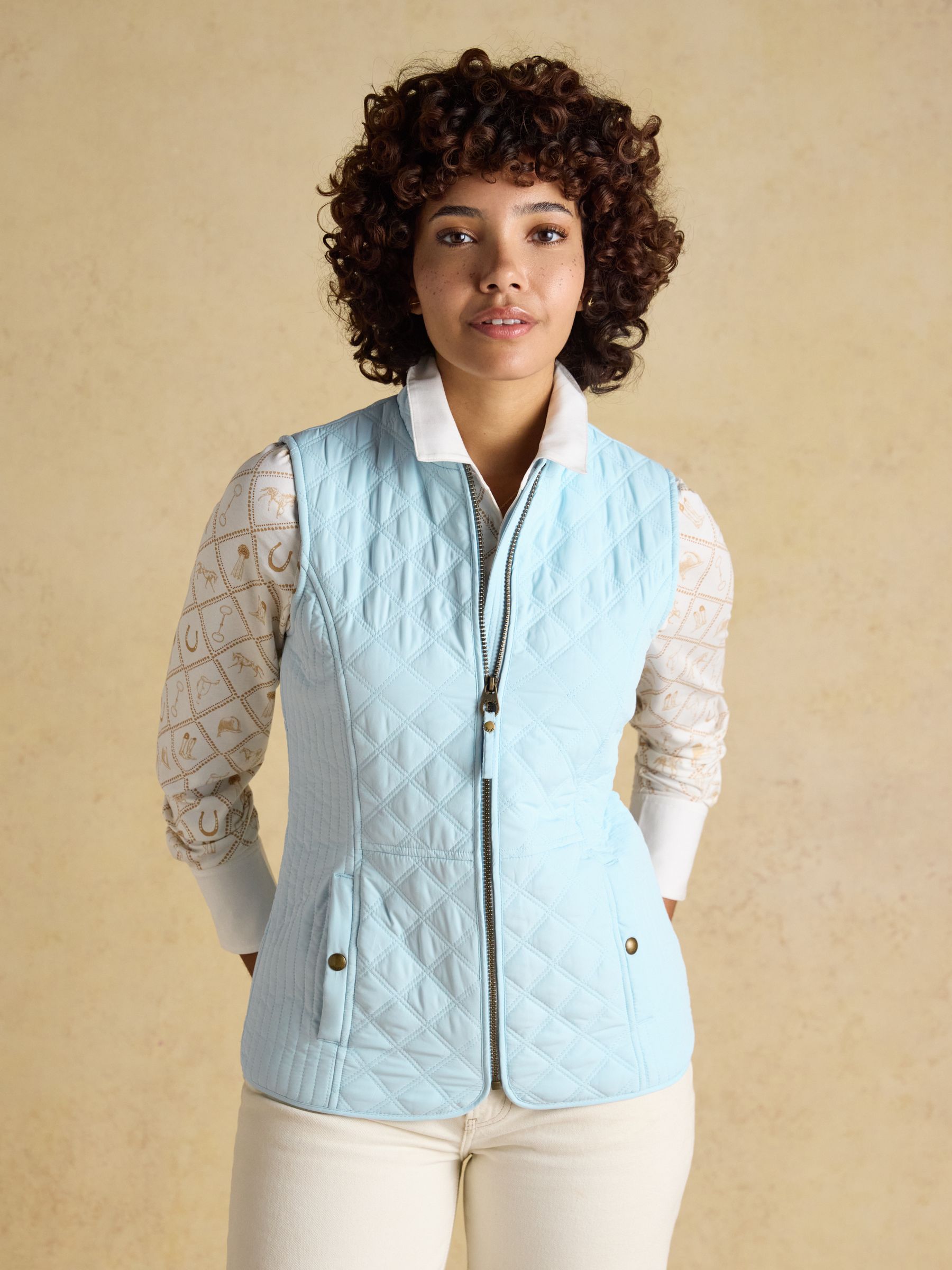 Minx Blue Showerproof Diamond Quilted Gilet | Joules