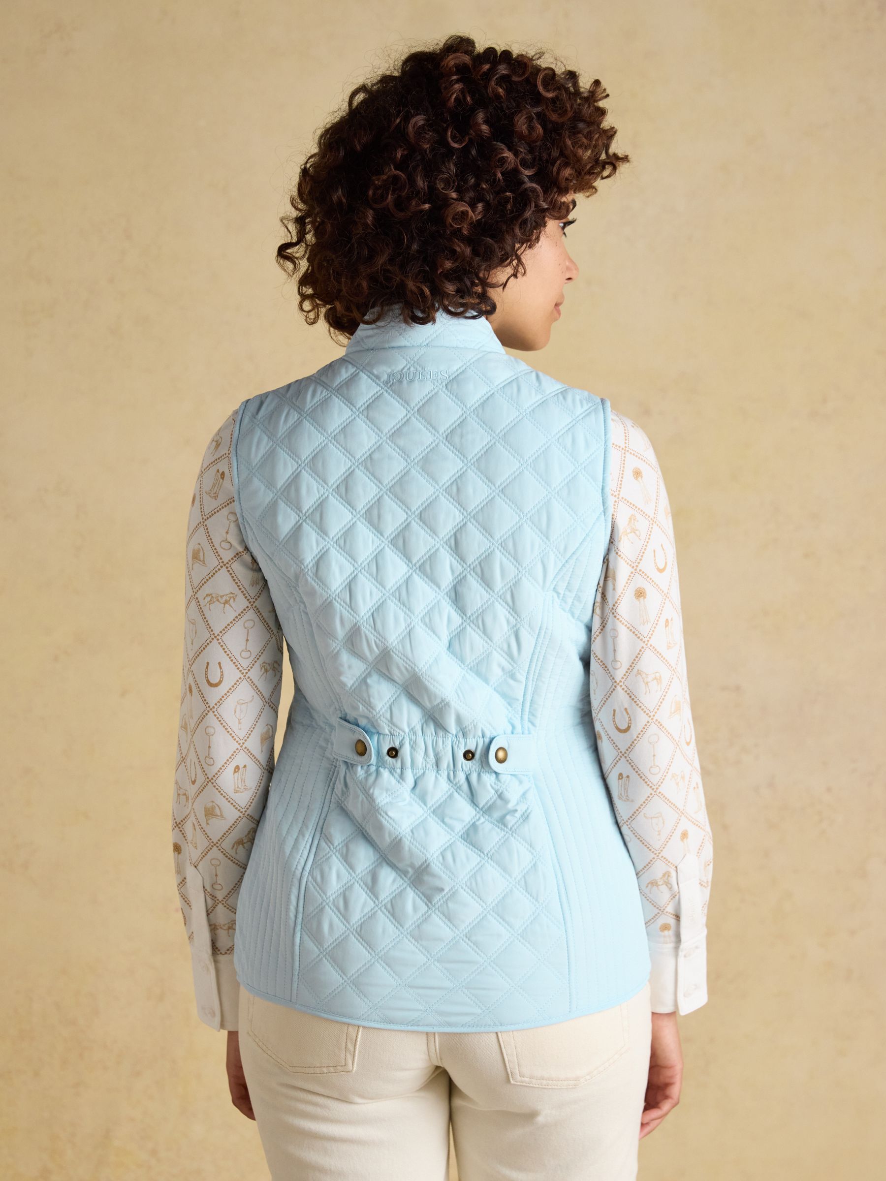 Minx Blue Showerproof Diamond Quilted Gilet | Joules