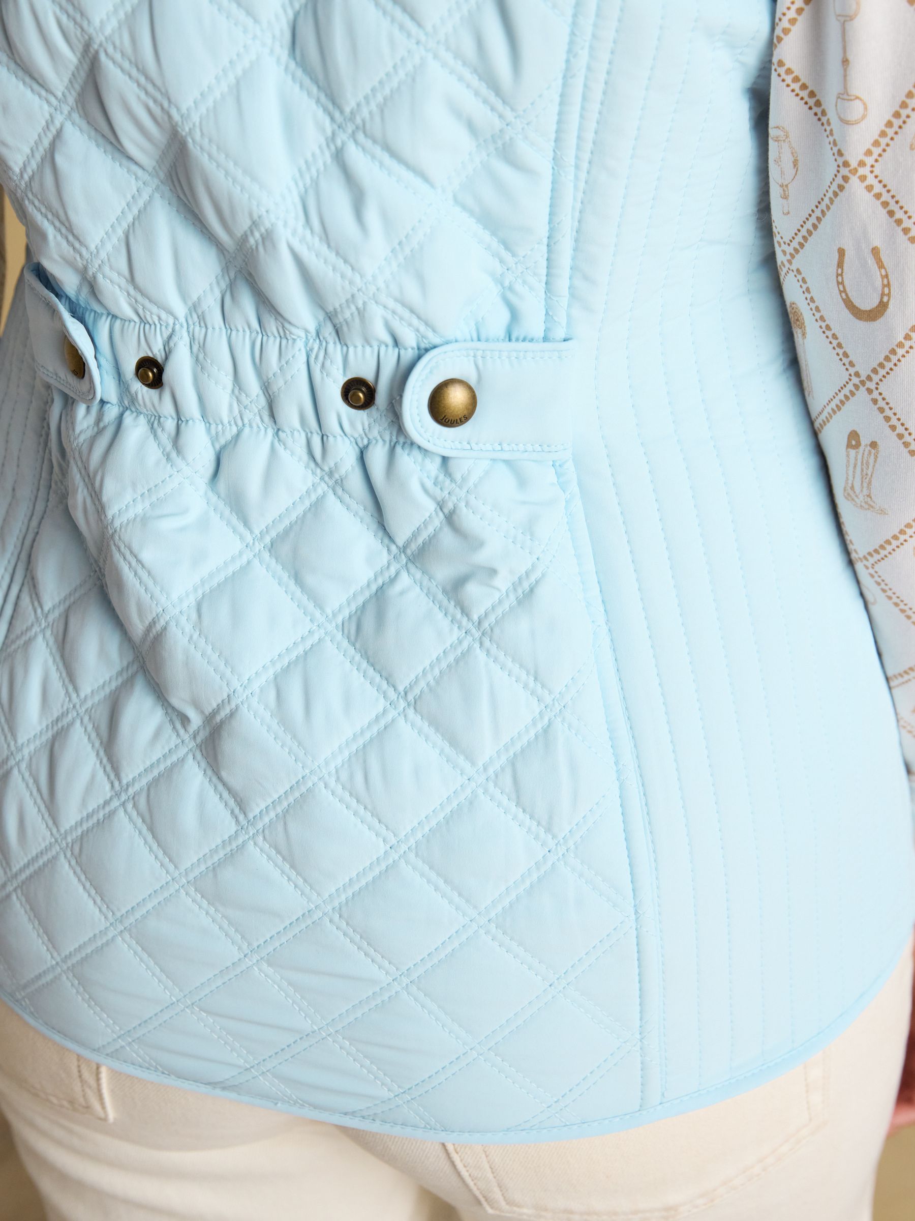 Minx Blue Showerproof Diamond Quilted Gilet | Joules