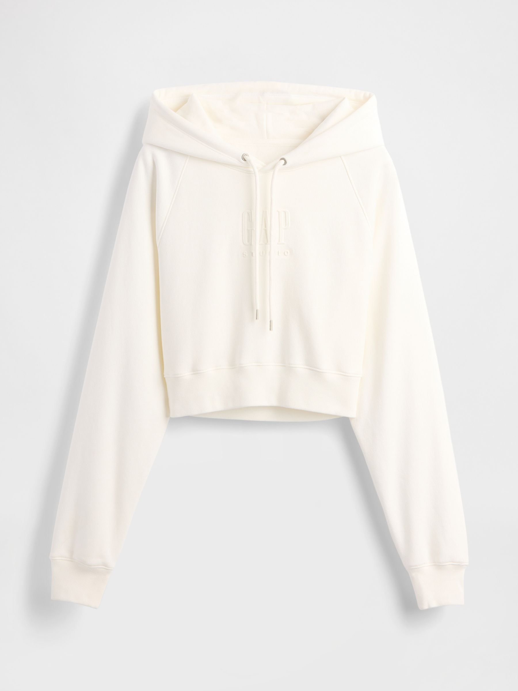 GapStudio White Vintage Soft Cropped Hoodie - Image 5 of 5
