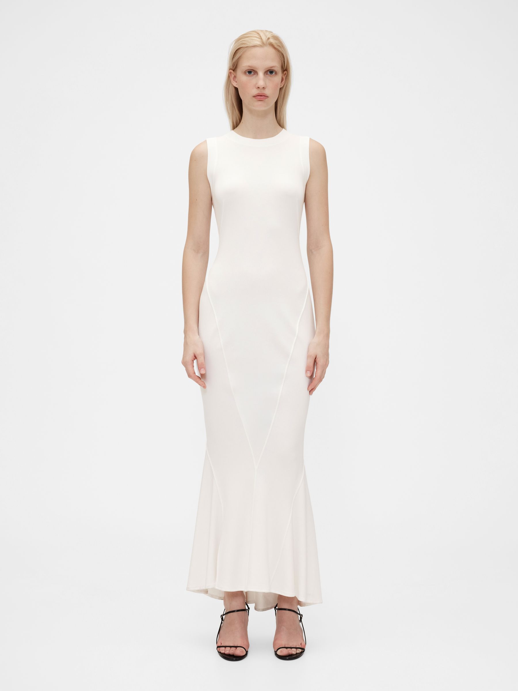 White Seamed Maxi Dress - Image 1 of 7