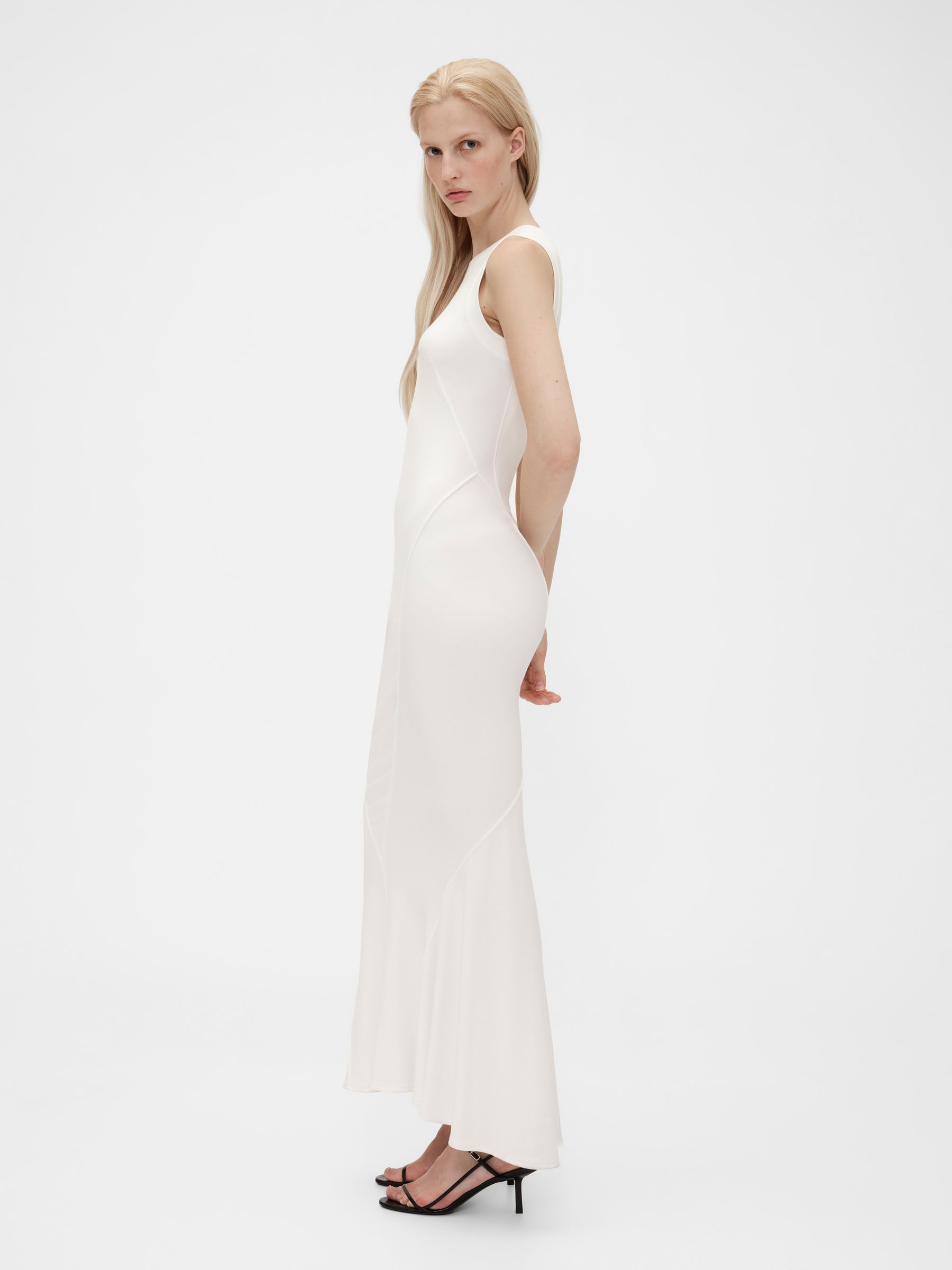White Seamed Maxi Dress - Image 3 of 7
