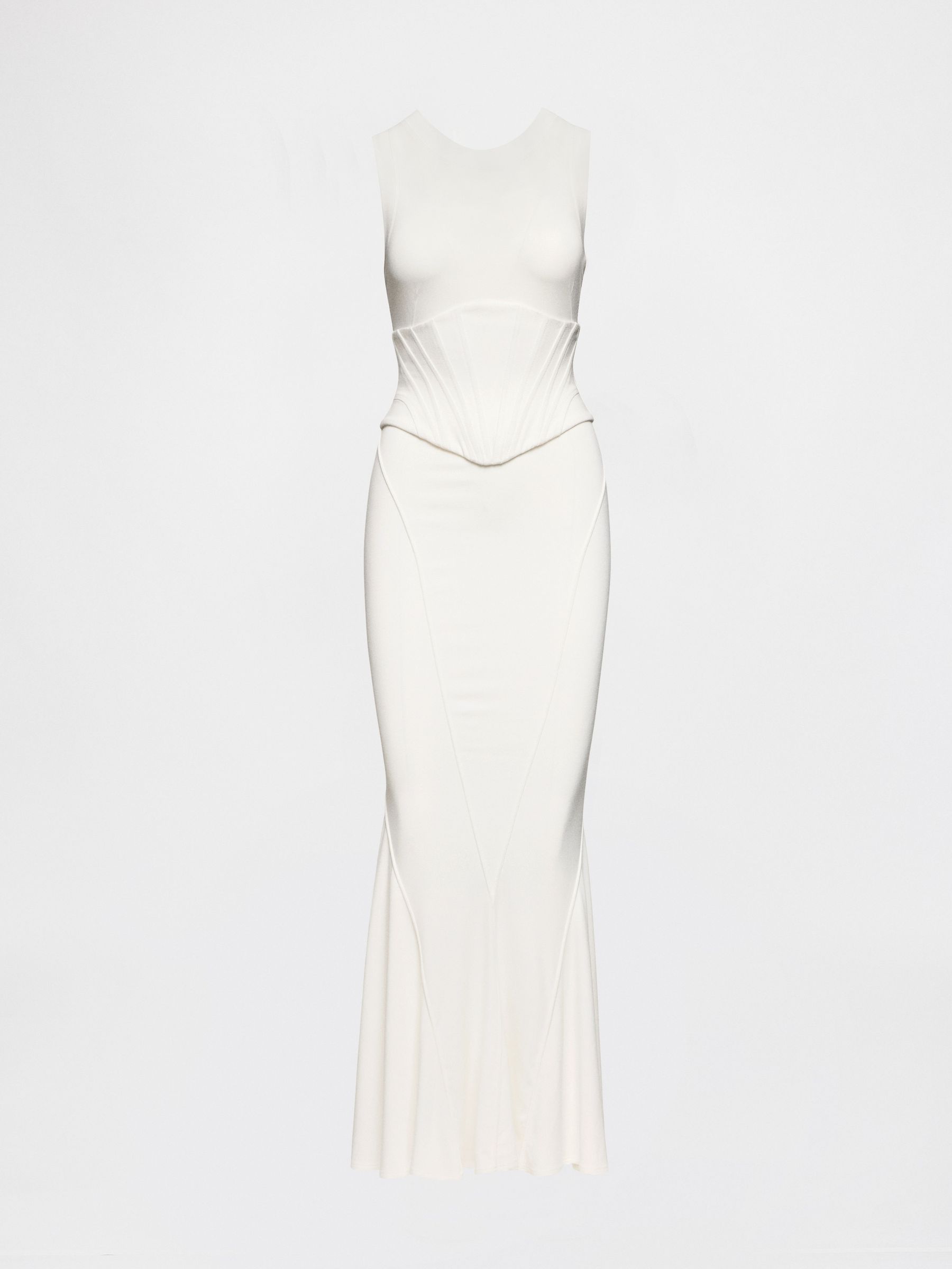 White Seamed Maxi Dress - Image 4 of 7