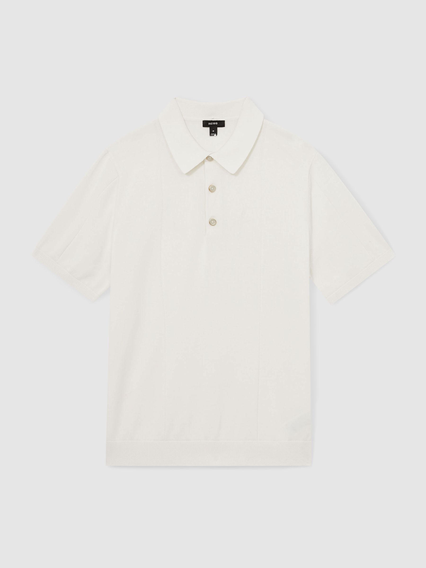 Cotton-Silk Polo Shirt in Off White - Image 2 of 5