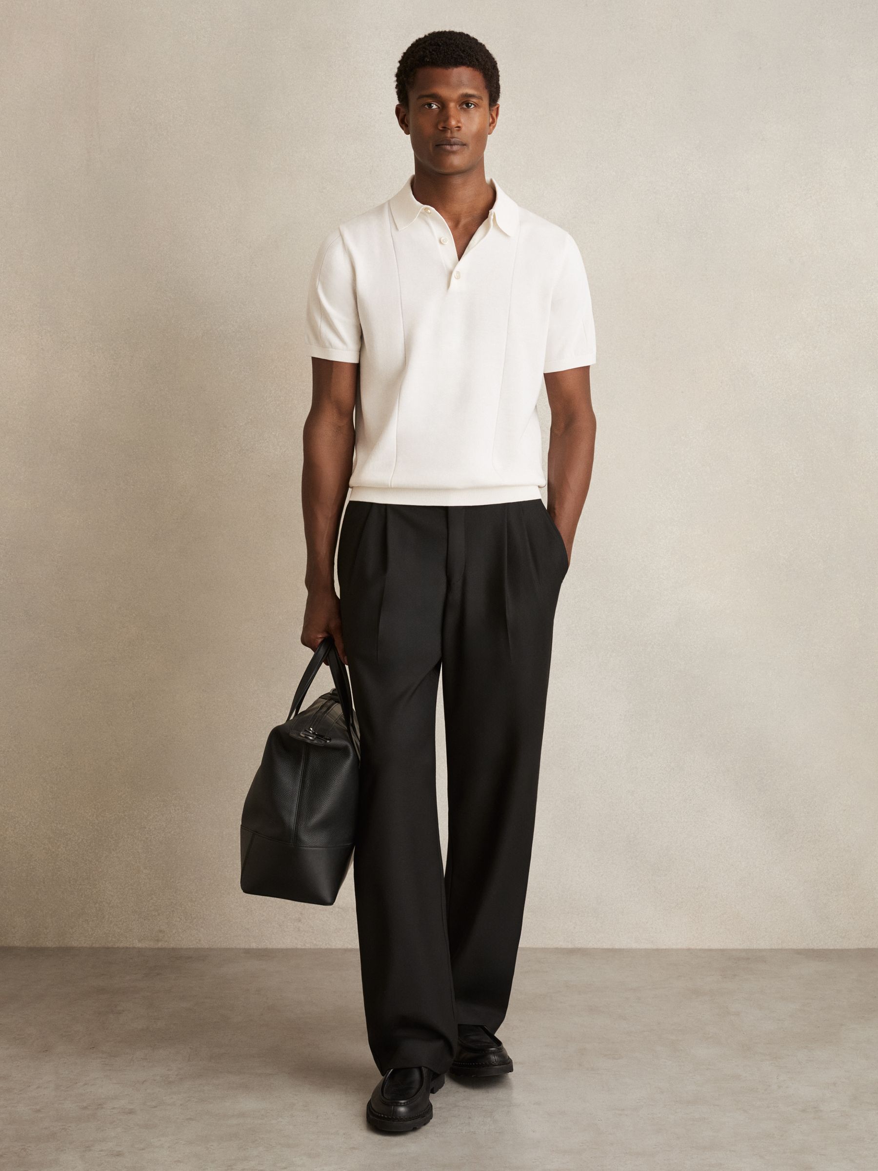 Cotton-Silk Polo Shirt in Off White - Image 3 of 5