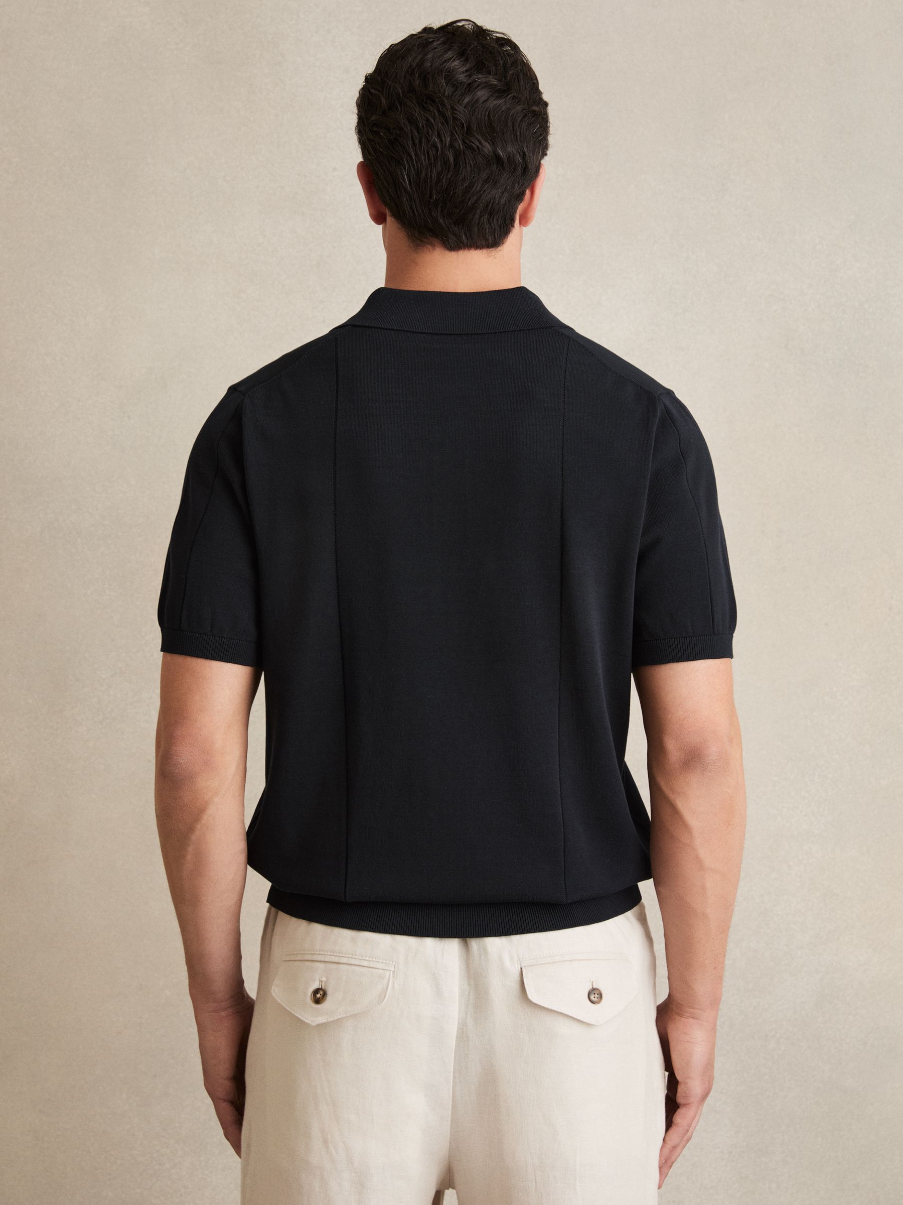Cotton-Silk Polo Shirt in Navy - Image 5 of 6