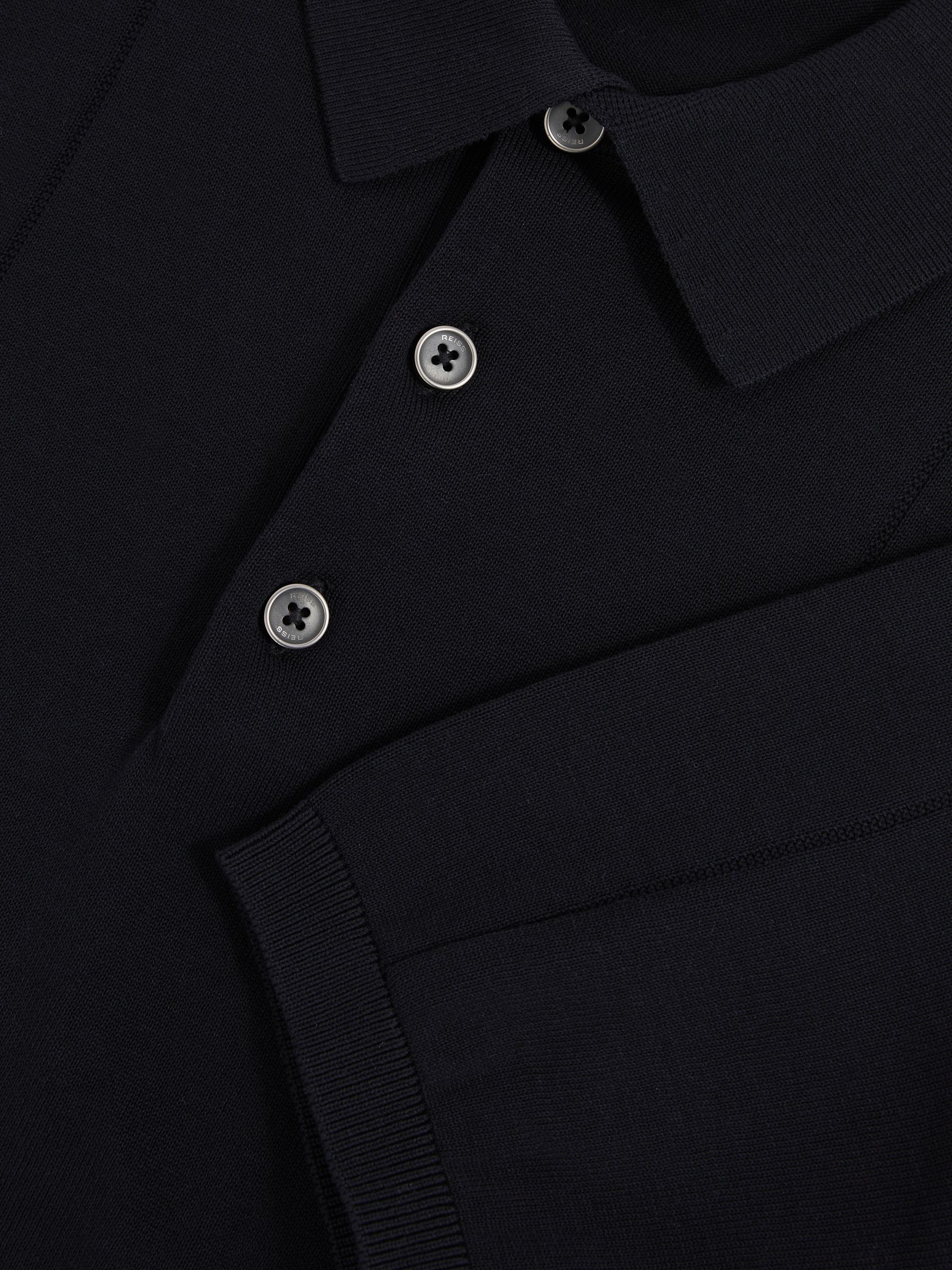 Cotton-Silk Polo Shirt in Navy - Image 6 of 6