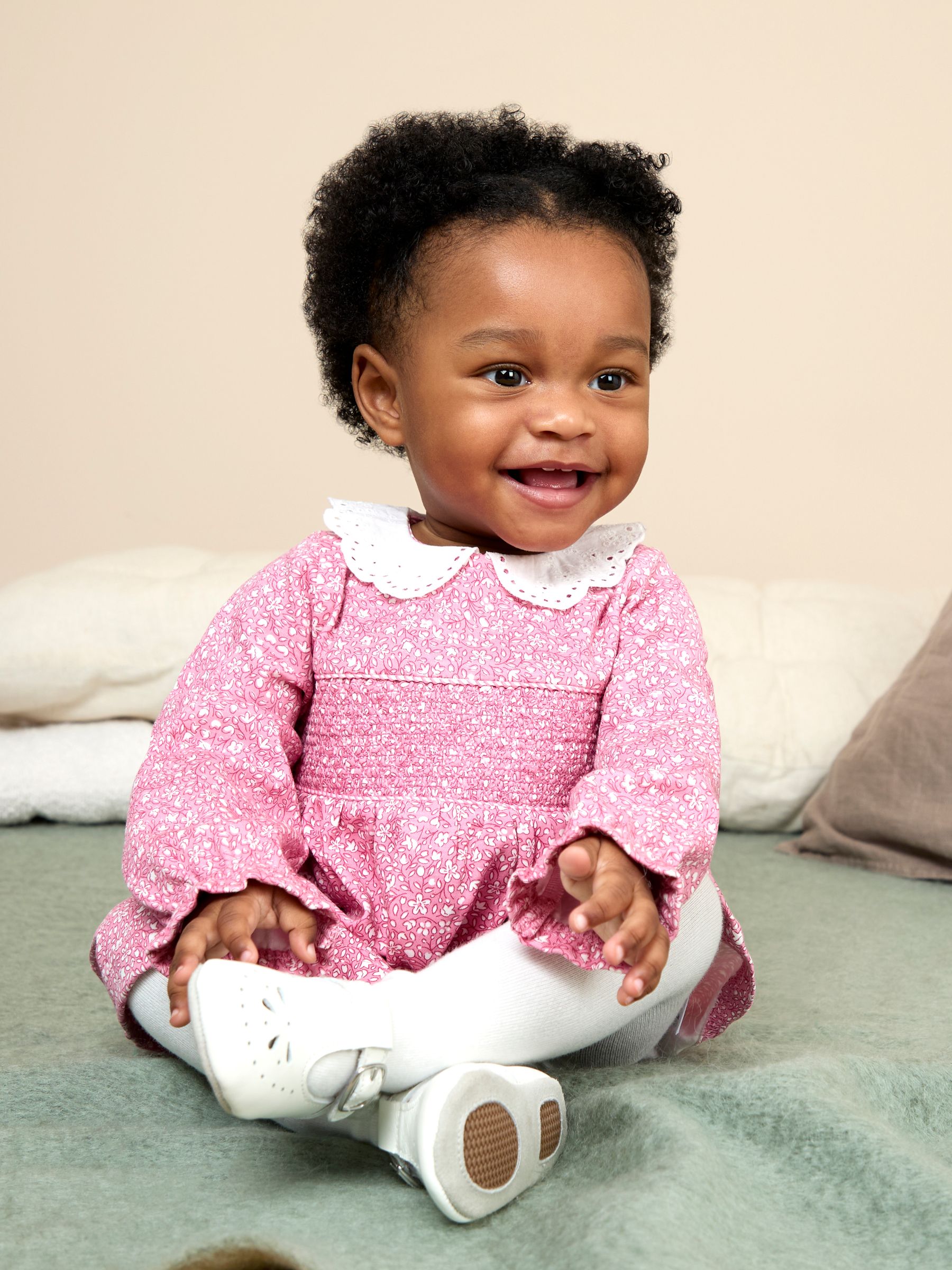Pink Smocked Collared Dress - Image 2 of 8