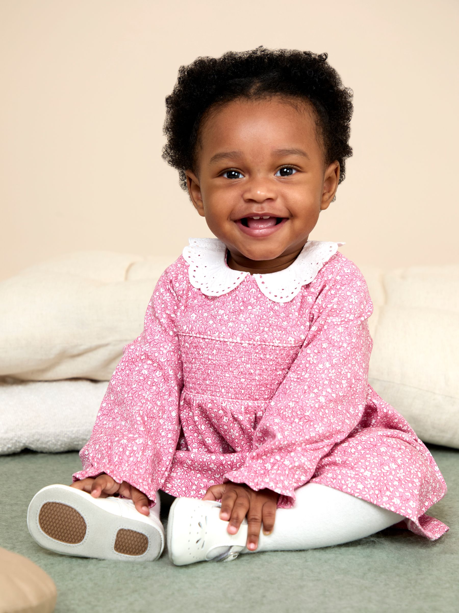 Pink Smocked Collared Dress - Image 3 of 8