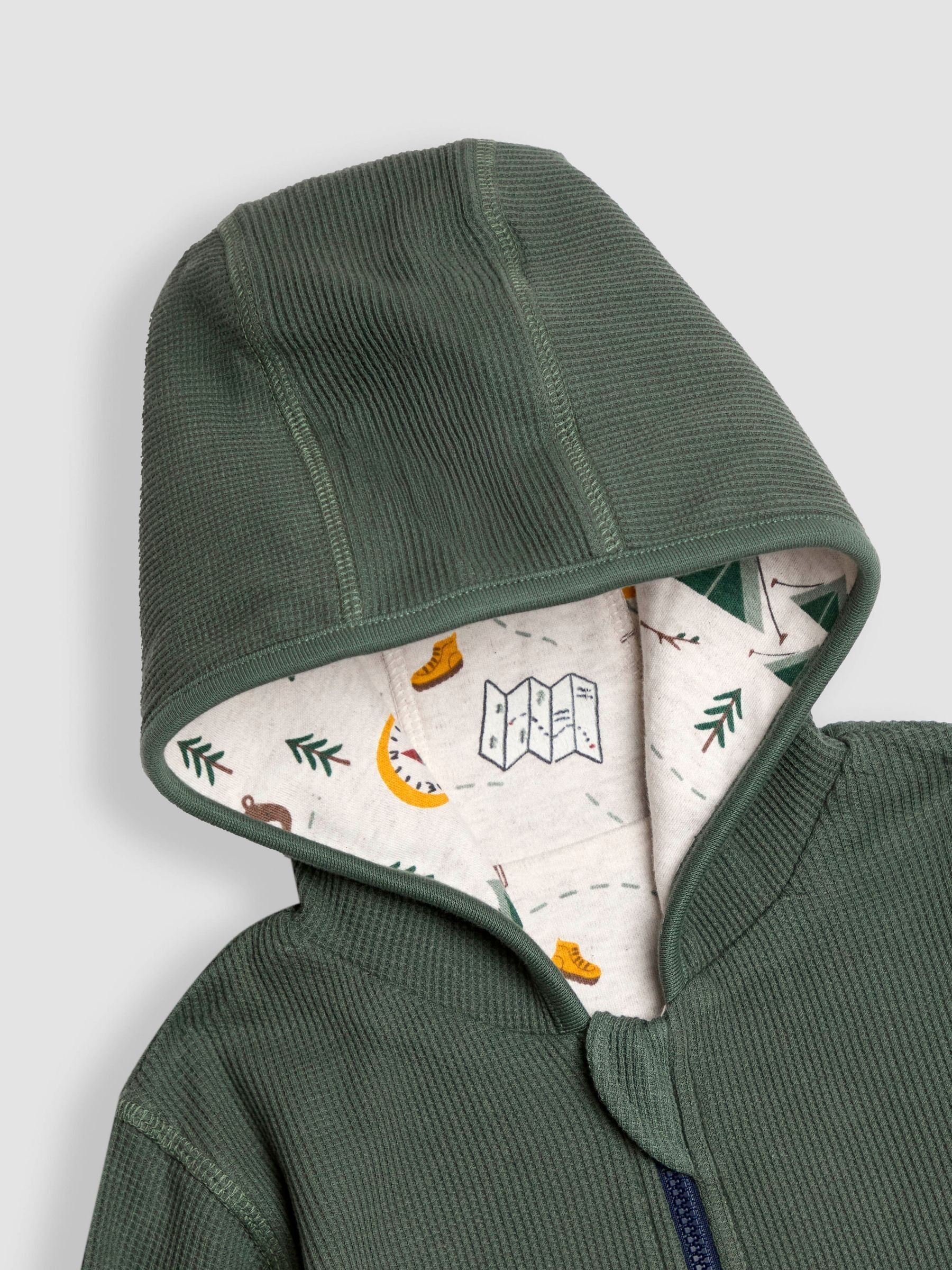 Khaki Green Bear Appliqué Reversible Hoodie - Image 3 of 9