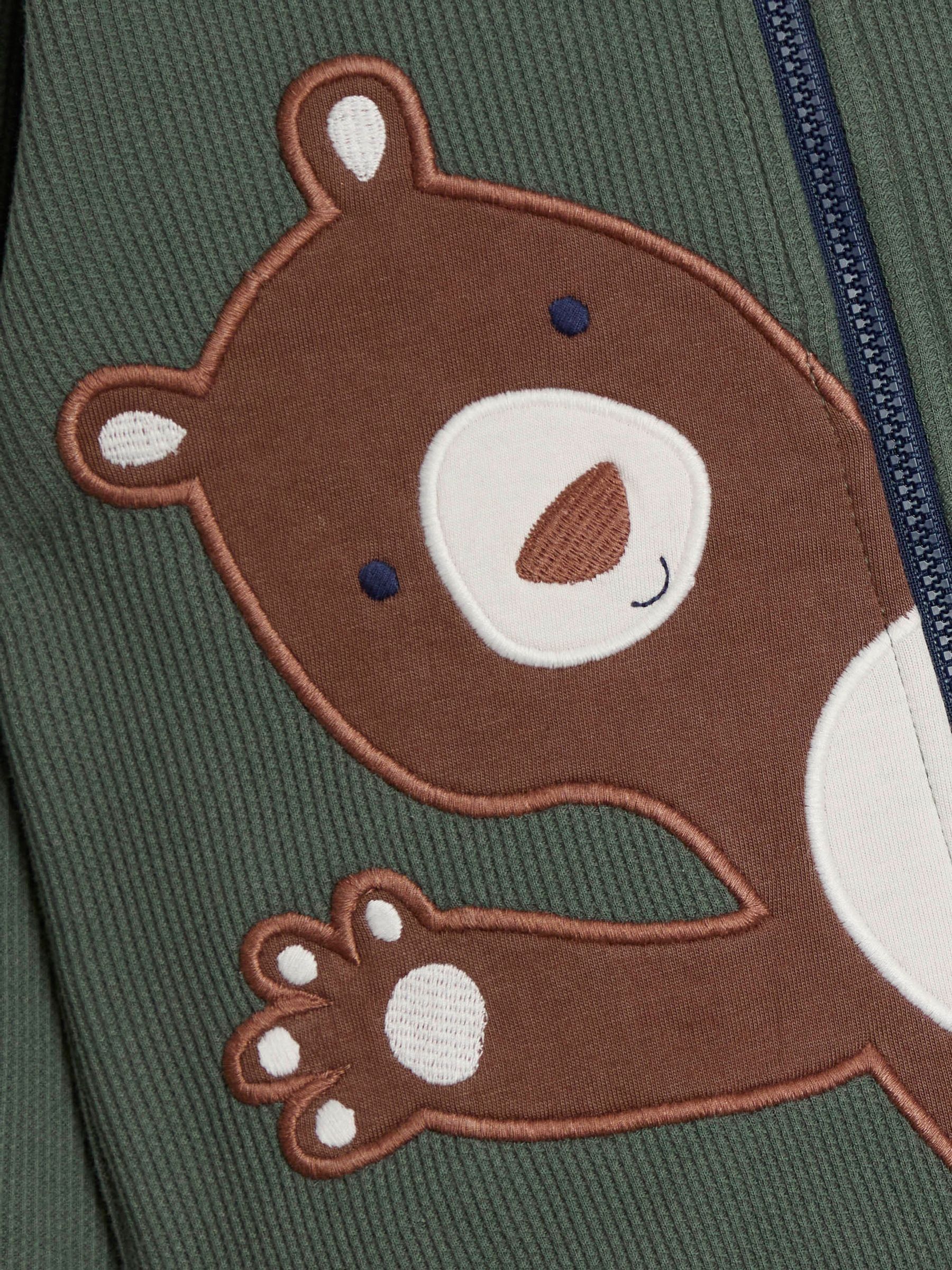 Khaki Green Bear Appliqué Reversible Hoodie - Image 4 of 9